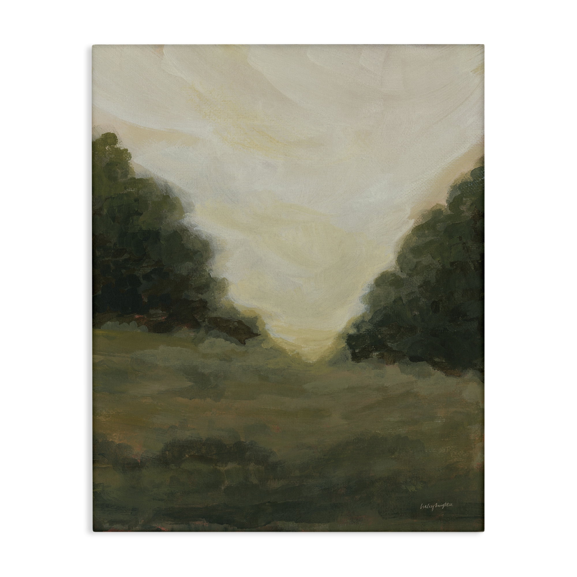 Stupell Industries Serene Green Field View Landscape Painting Gallery Wrapped Canvas Art Print Wall Art, 36 x 48