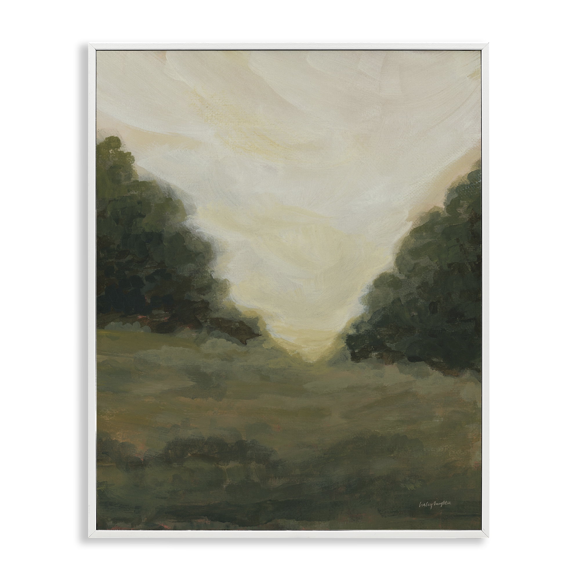 Stupell Industries Serene Green Field View Landscape Painting White Framed Art Print Wall Art, 24 x 30