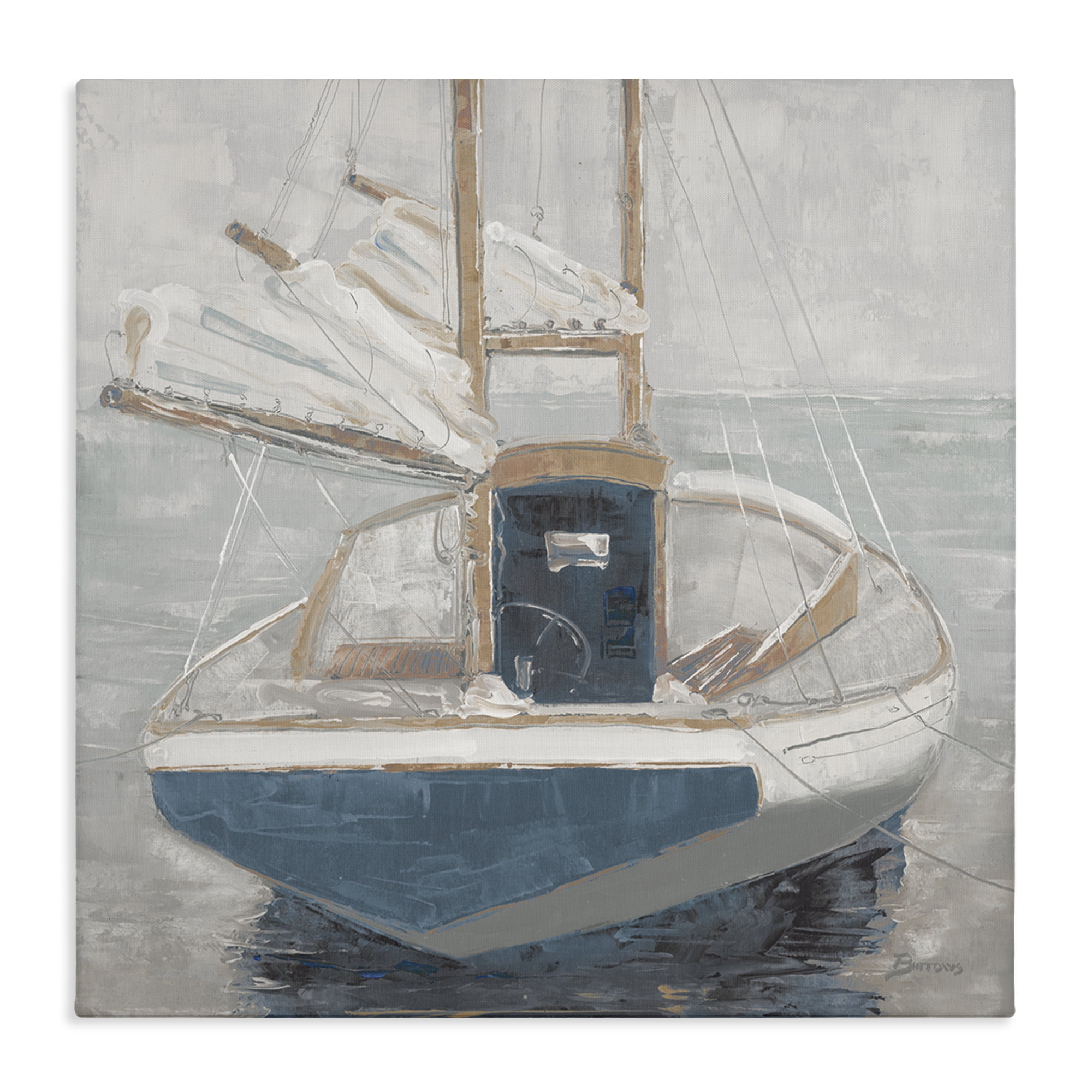 Stupell Industries Serene Harbor Sail Boat Canvas Wall Art, design by John Burrows