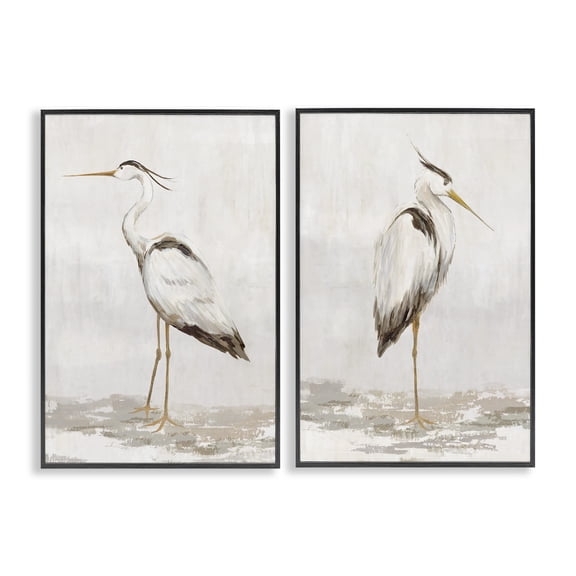 Stupell Industries Serene Heron Birds 2 Piece Black Framed Giclee Art Set design by Hannah Dawson, 30 x 20