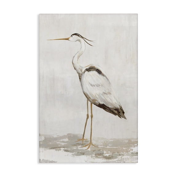 Stupell Industries Serene Heron on Beige Canvas Wall Art design by Hannah Dawson, 24 x 16
