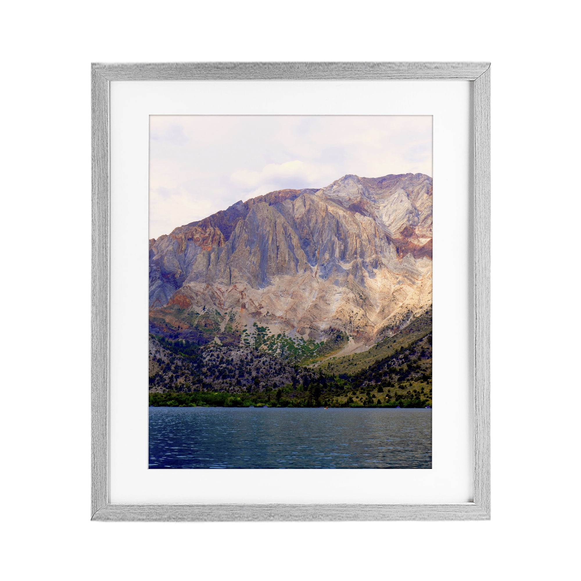 Stupell Industries Serene Lake Beneath Mountains Gray Framed Print Under Glass, design by Gemma Bardot