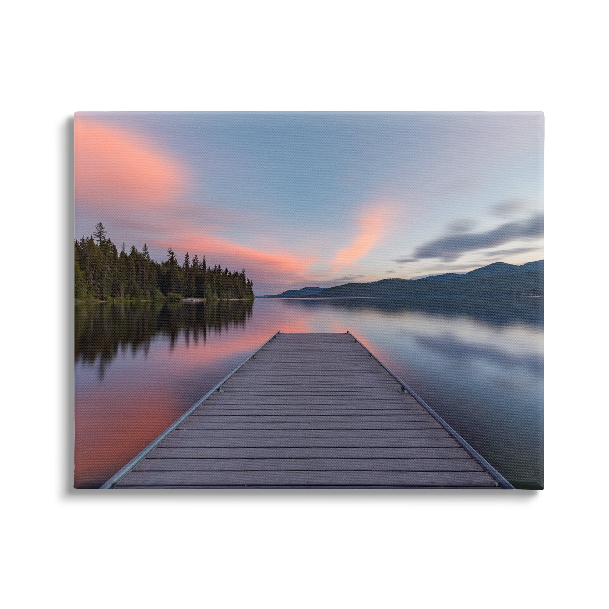 Stupell Industries Serene Lake Dock Quiet Pink Sunrise Reflection Photograph Gallery Wrapped Canvas Print Wall Art, Design by Jeff Poe Photography