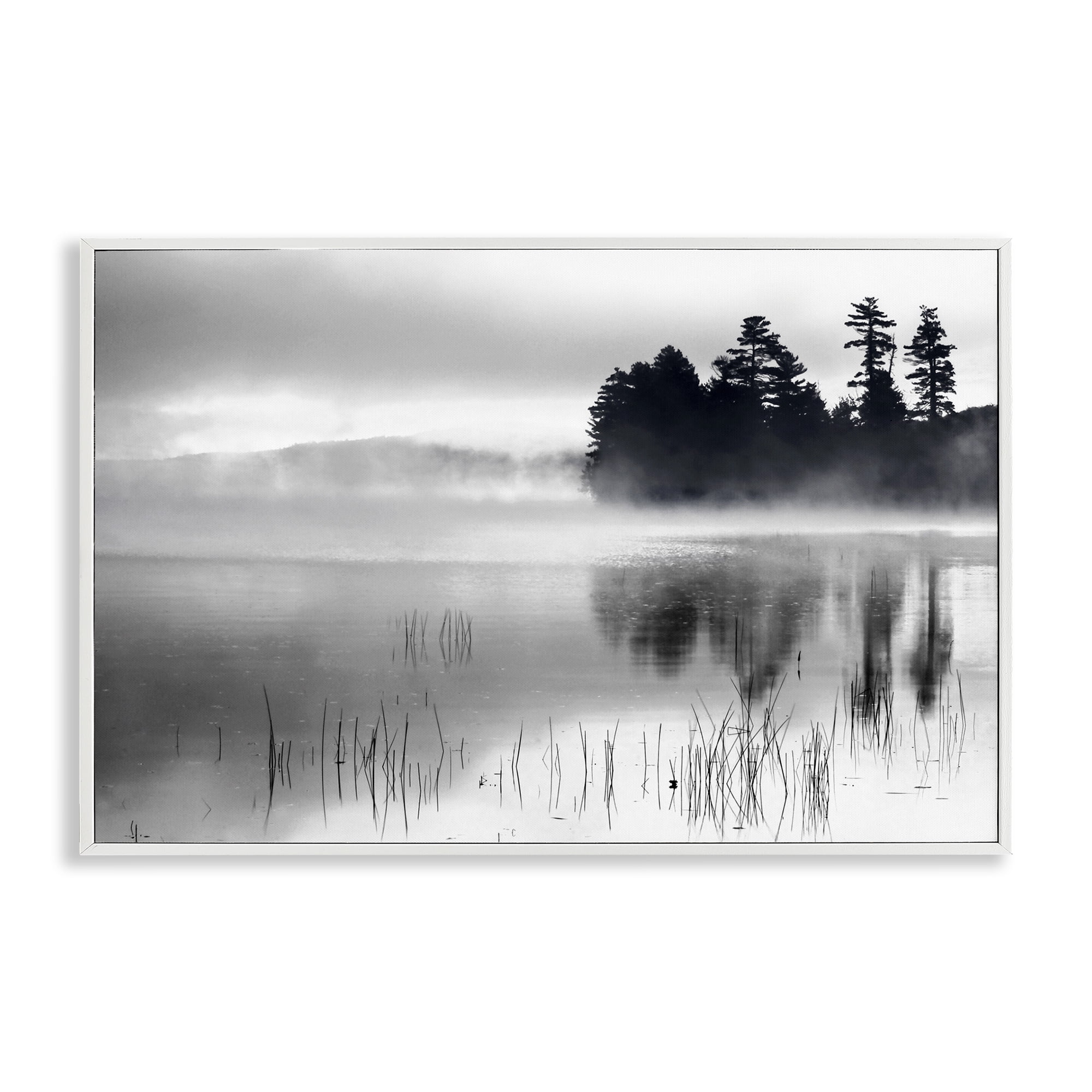 Stupell Industries Serene Lake Reflection Landscape Photography White Framed Art Print Wall Art, 30 x 20