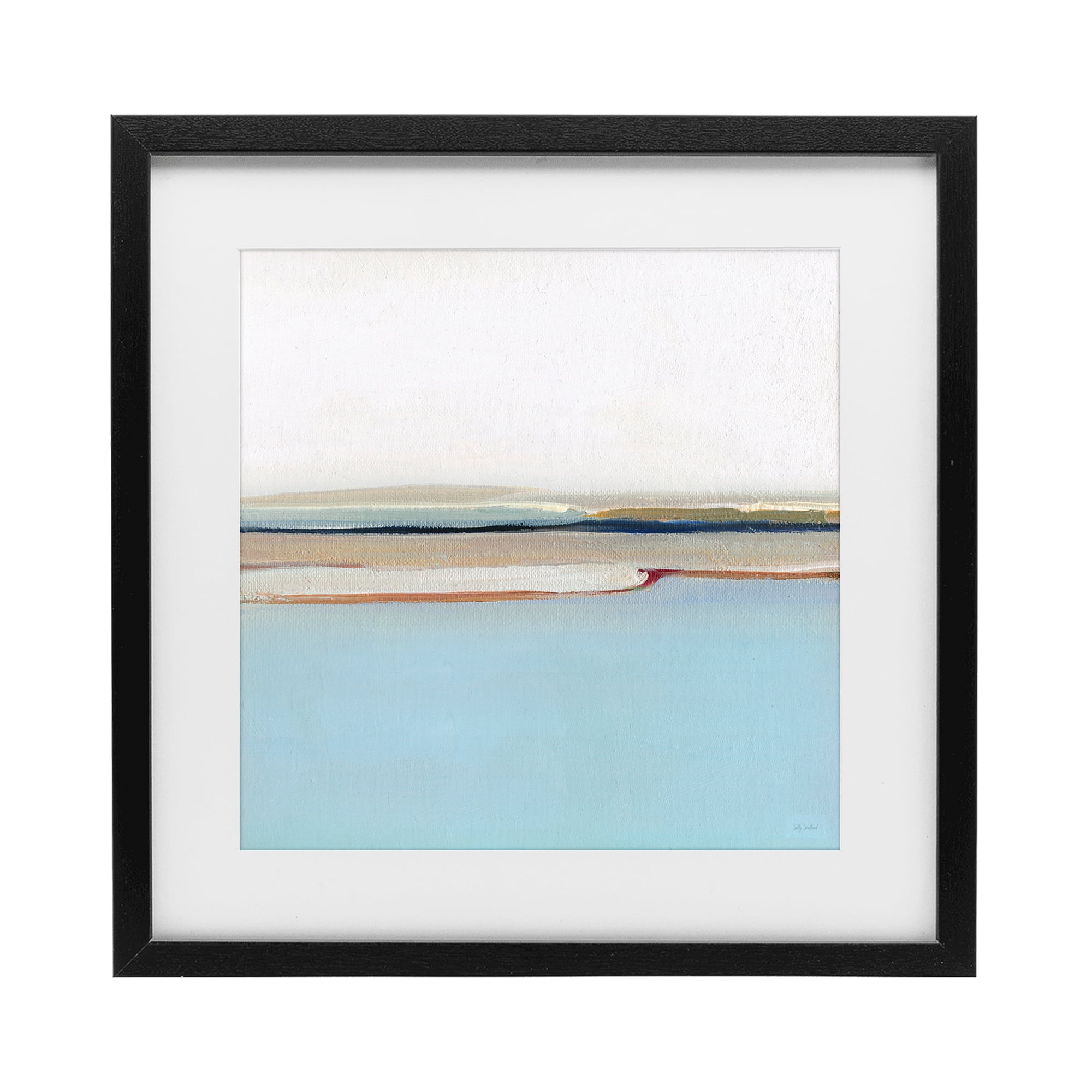 Stupell Industries Serene Minimal Shoreline at Dawn Black Framed Print Under Glass, design by Sally Swatland