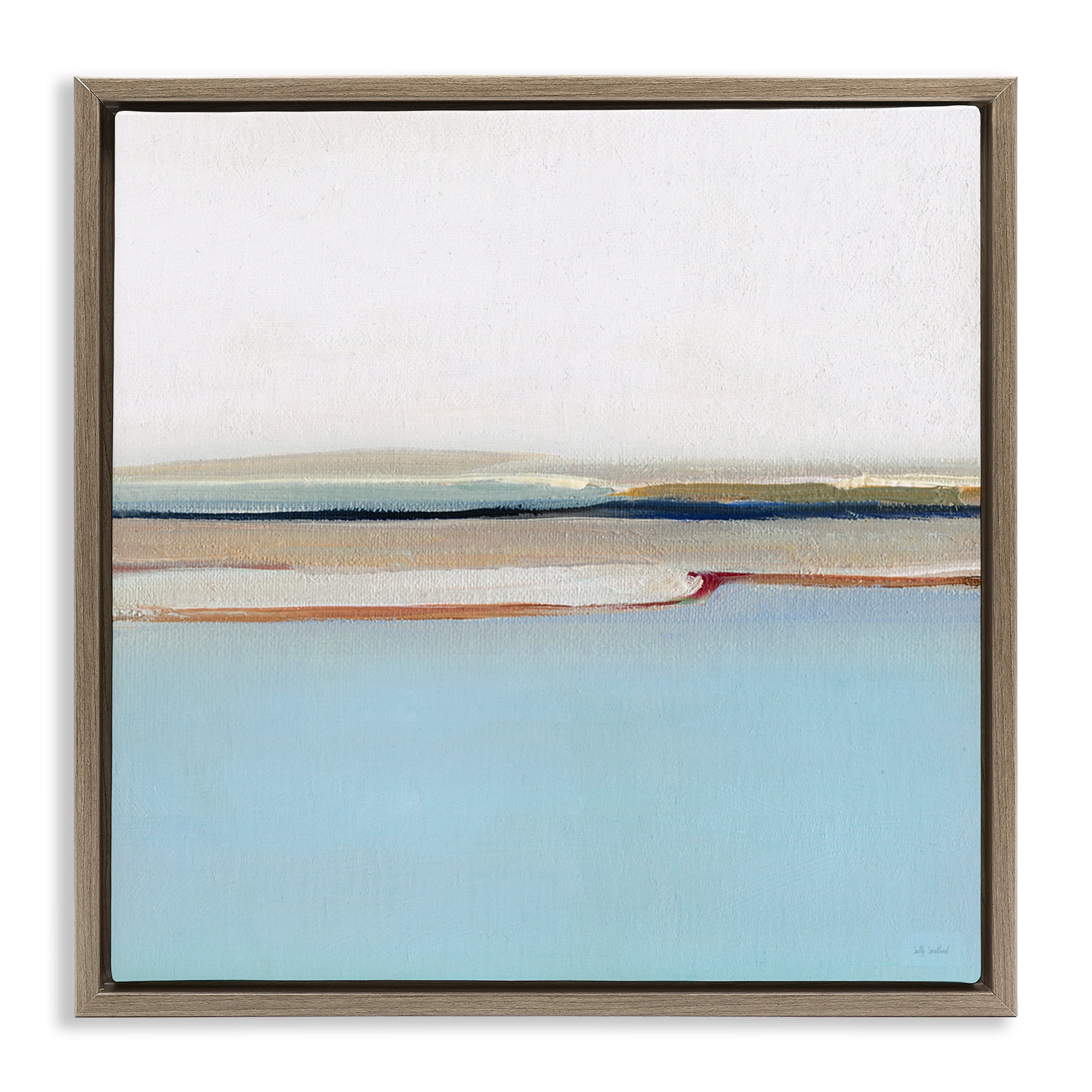 Stupell Industries Serene Minimal Shoreline at Dawn Brown Framed Floater Canvas Wall Art, design by Sally Swatland