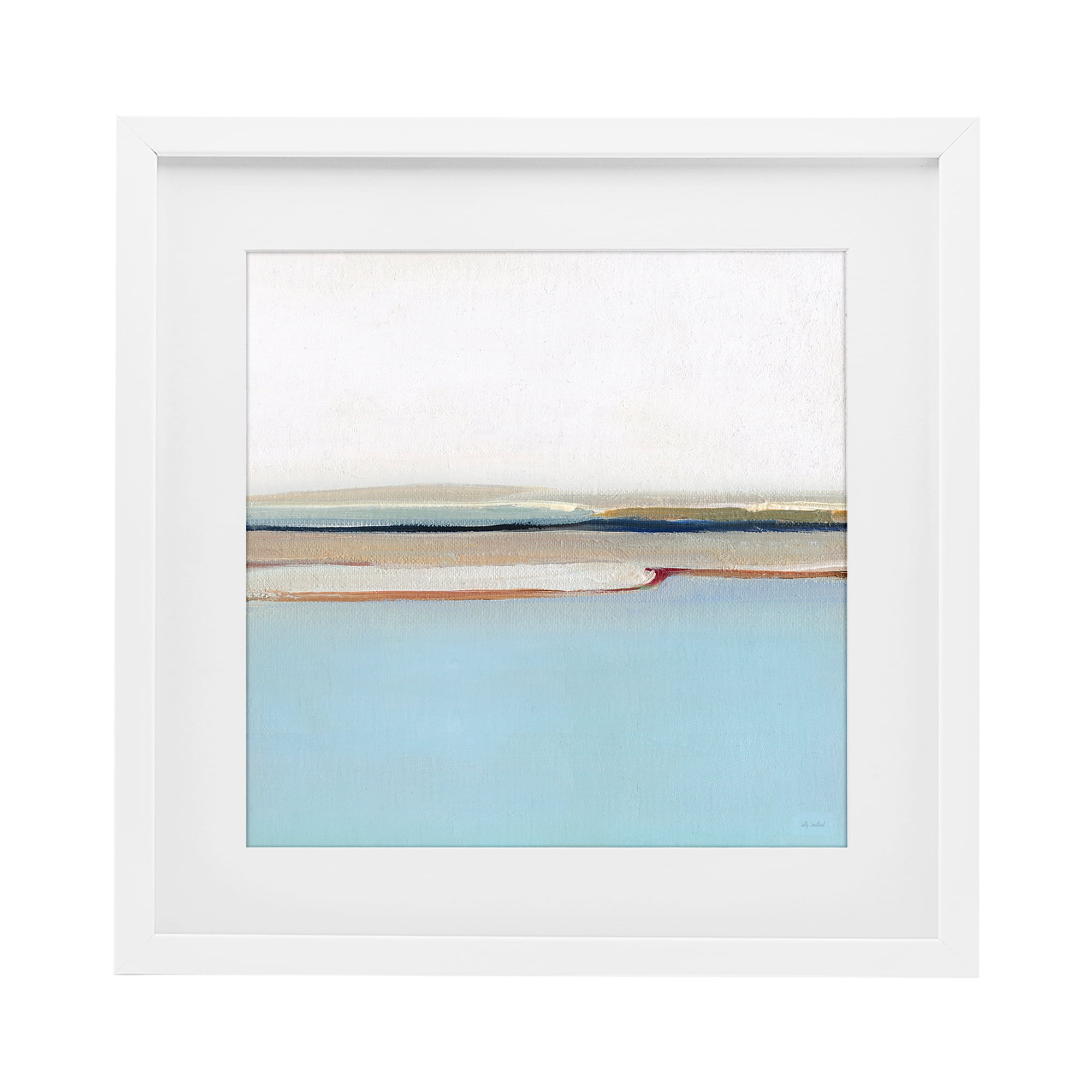 Stupell Industries Serene Minimal Shoreline at Dawn White Framed Print Under Glass, design by Sally Swatland