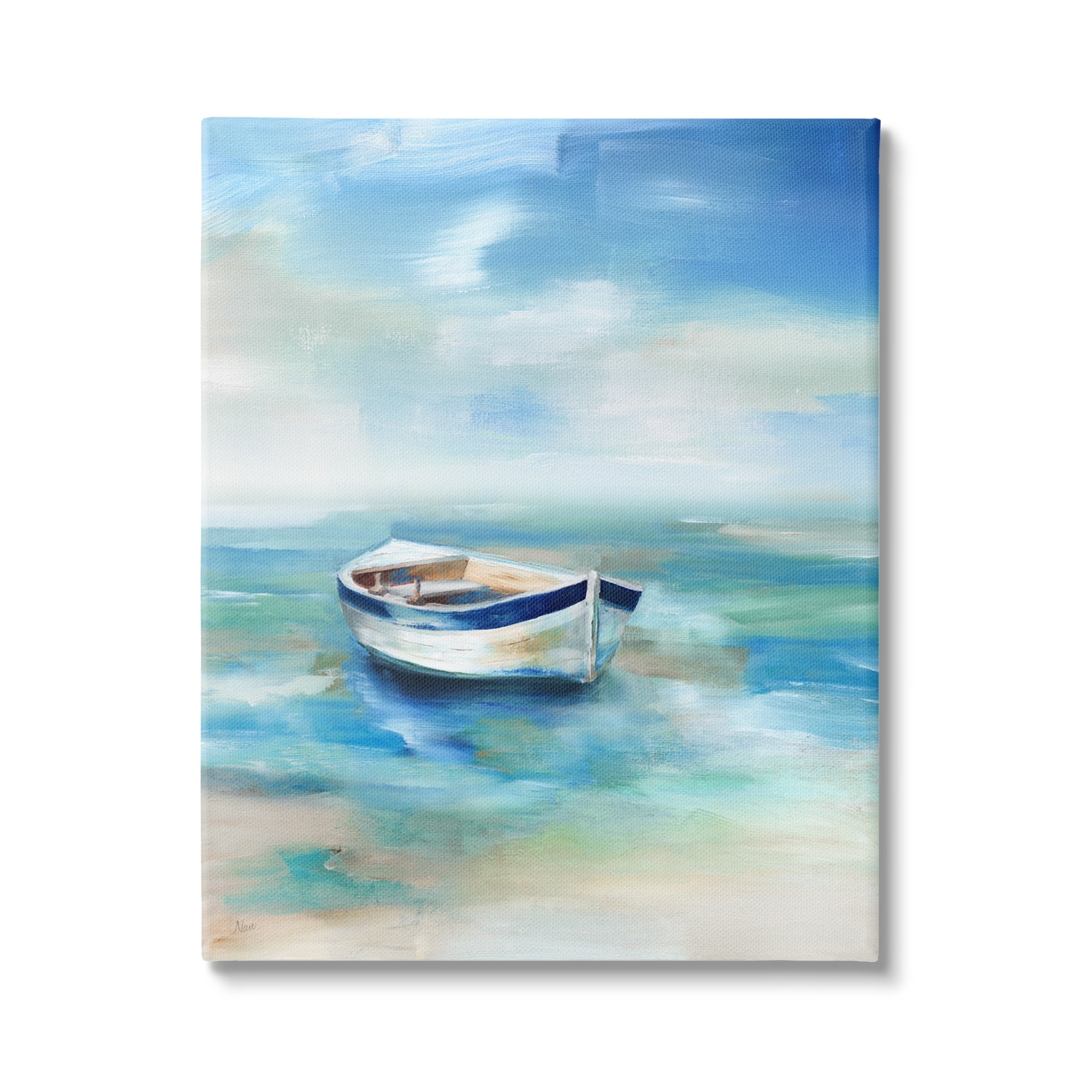 Stupell Industries Serene Misty Morning Row Boat Floating Ocean , 16 x 20, Design by Nan