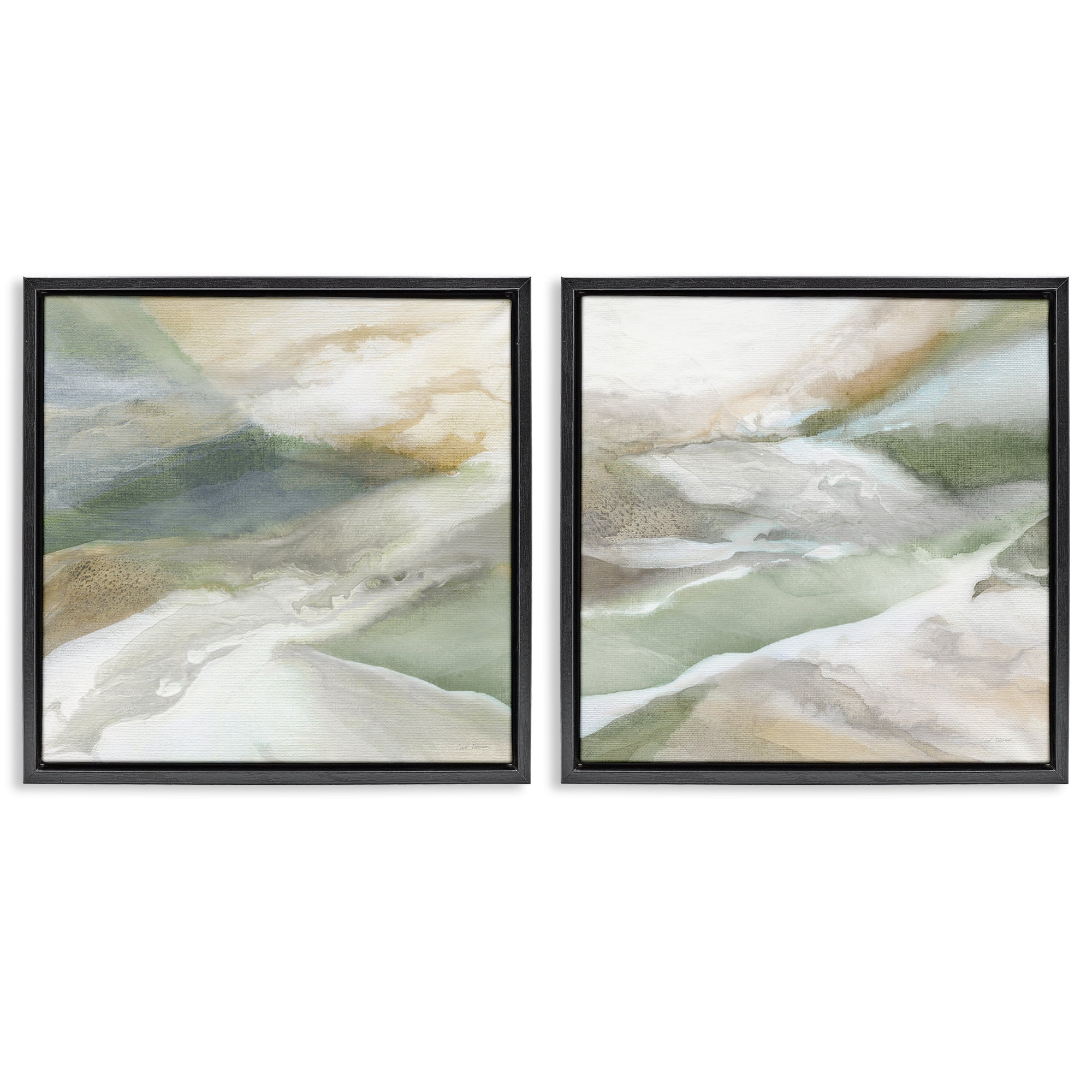 Stupell Industries Serene Misty Valley Abstraction 2 Piece Black Framed Floater Canvas Set, design by Carol Robinson