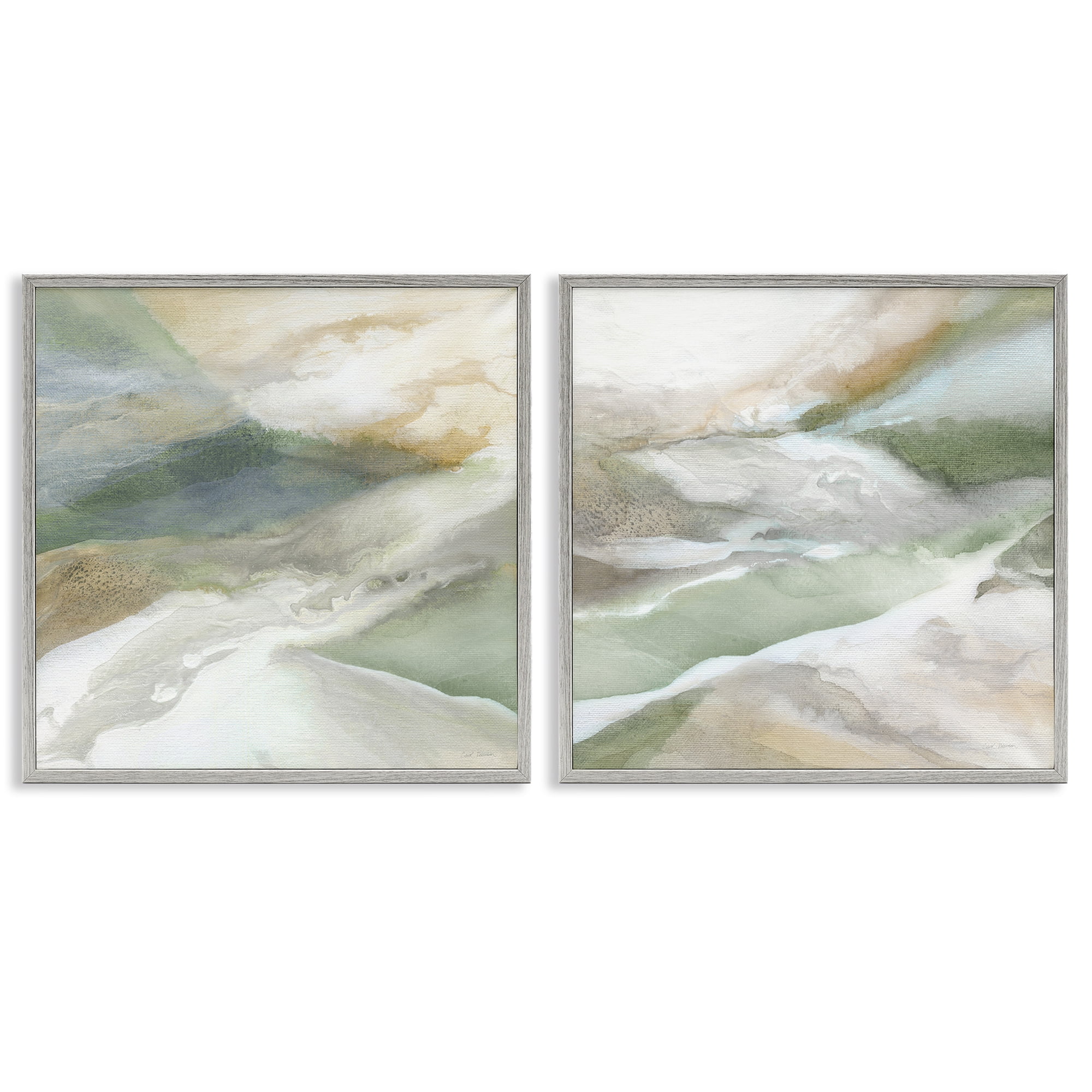 Stupell Industries Serene Misty Valley Abstraction 2 Piece Gray Framed Giclee Art Set, design by Carol Robinson