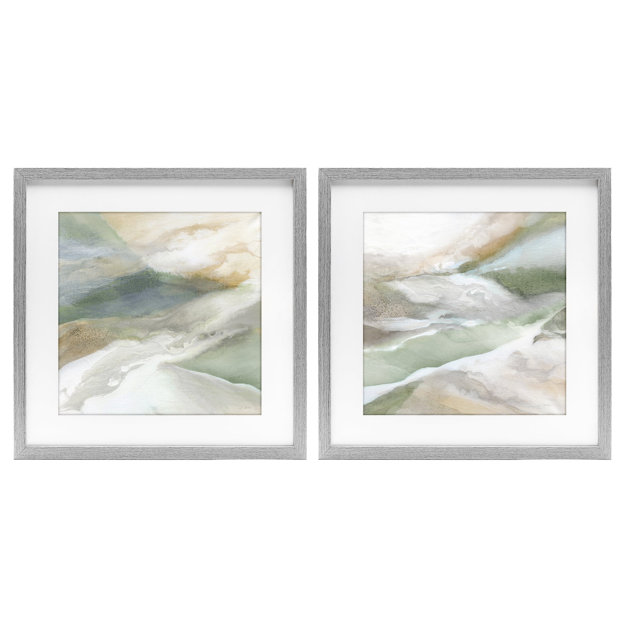 Stupell Industries Serene Misty Valley Abstraction 2 Piece Gray Framed Print Under Glass Set, design by Carol Robinson