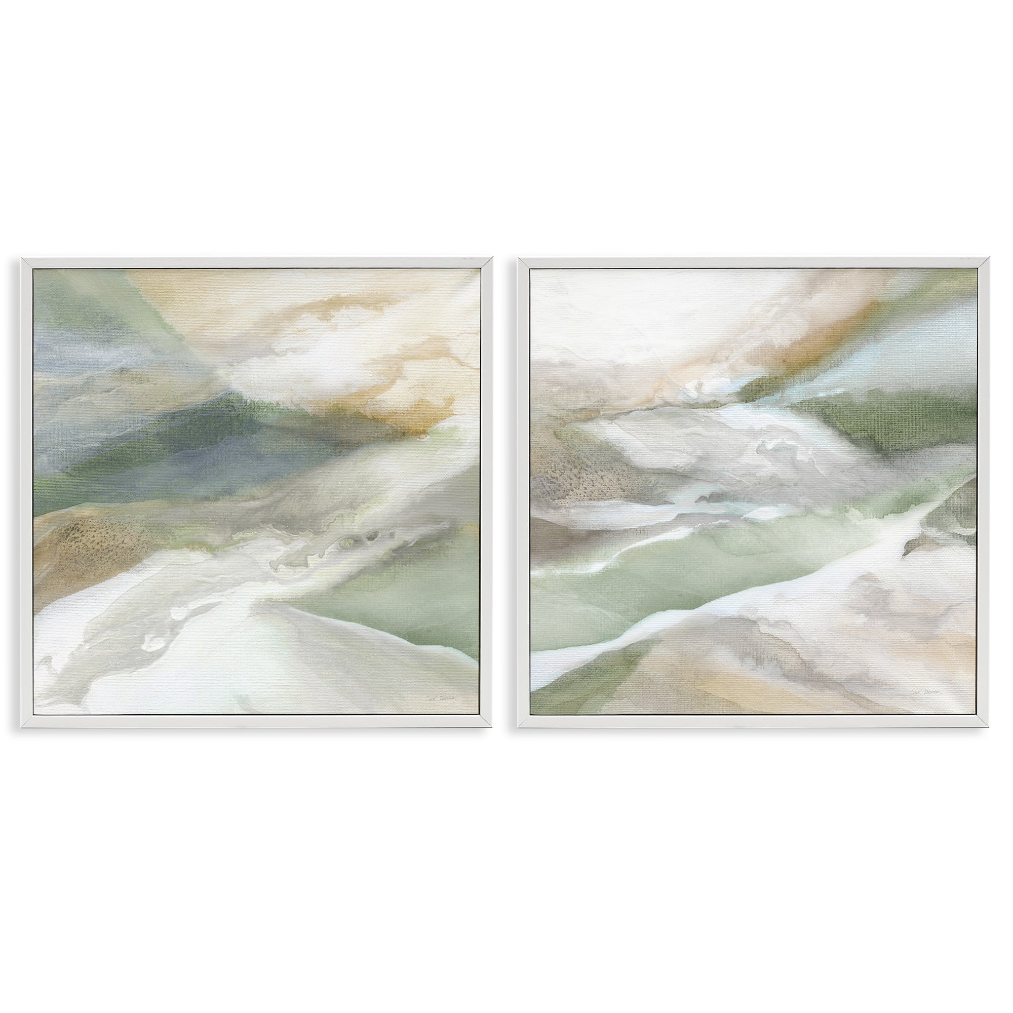 Stupell Industries Serene Misty Valley Abstraction 2 Piece White Framed Giclee Art Set, design by Carol Robinson