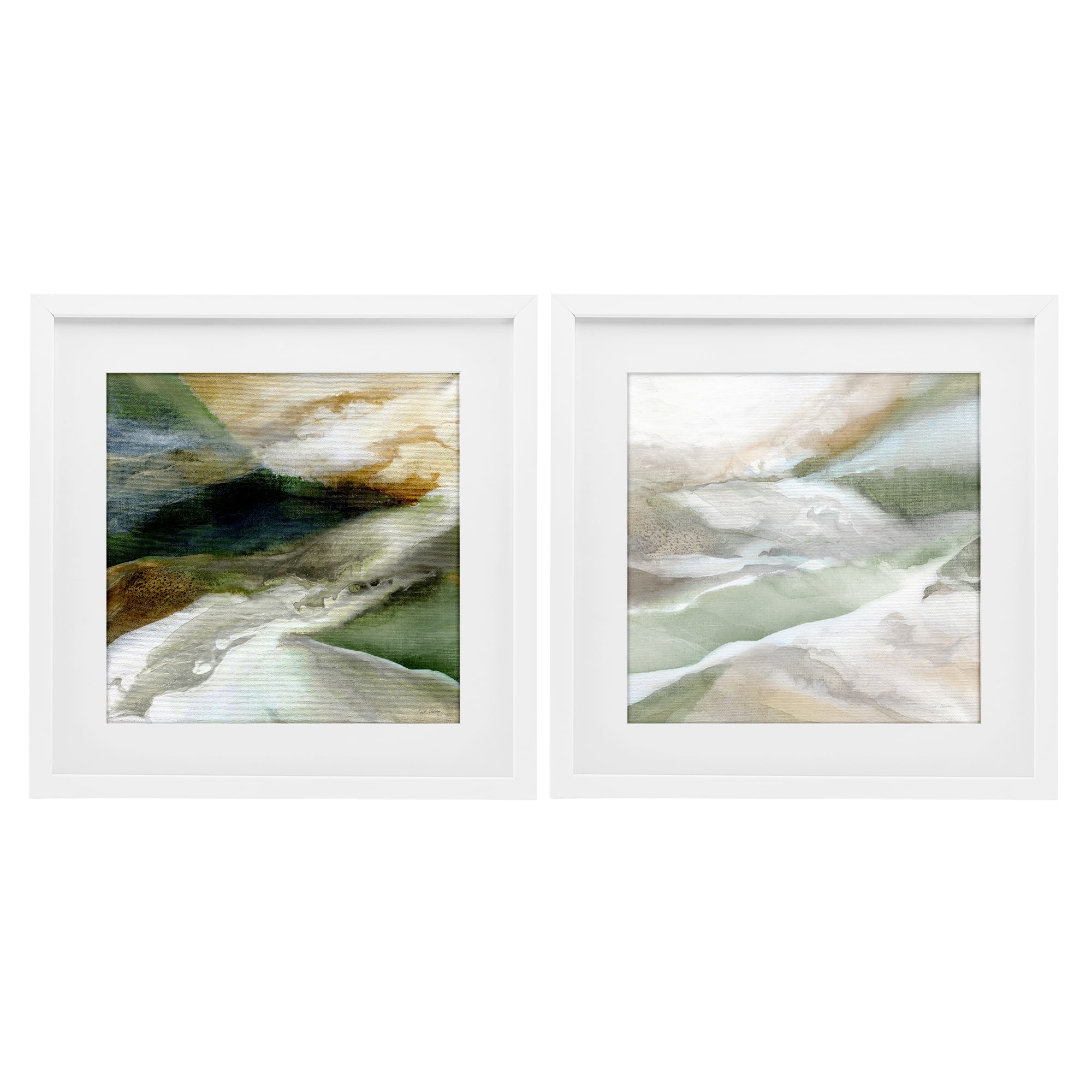 Stupell Industries Serene Misty Valley Abstraction 2 Piece White Framed Print Under Glass Set, design by Carol Robinson