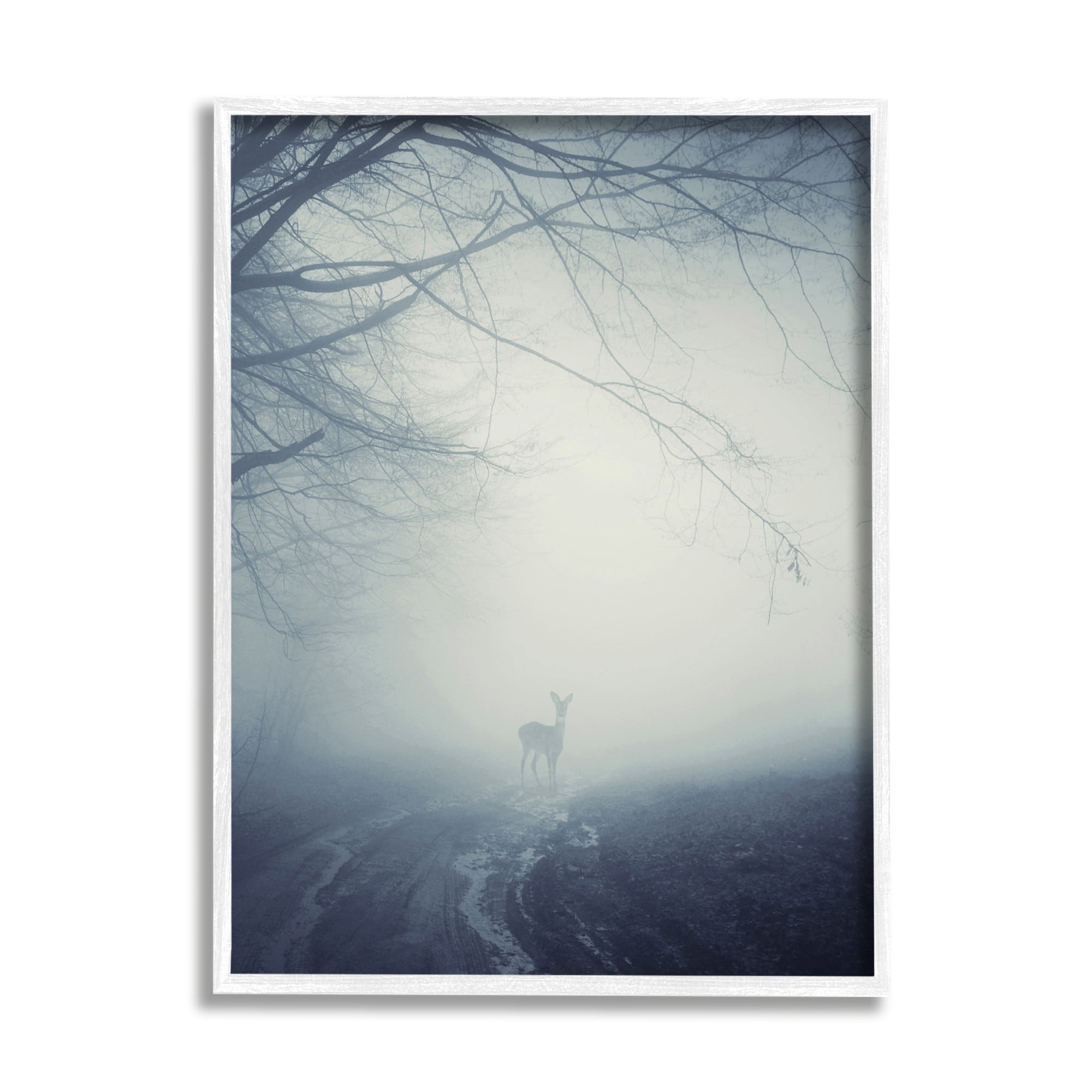 Stupell Industries Serene Monochromatic Deer Standing Foggy Nighttime Scene, 16 x 20, Design by Incado