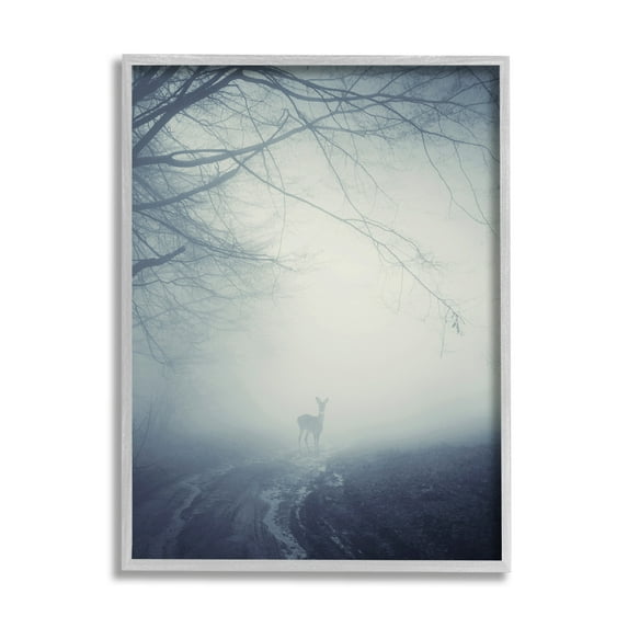 Stupell Industries Serene Monochromatic Deer Standing Foggy Nighttime Scene, 24 x 30, Design by Incado