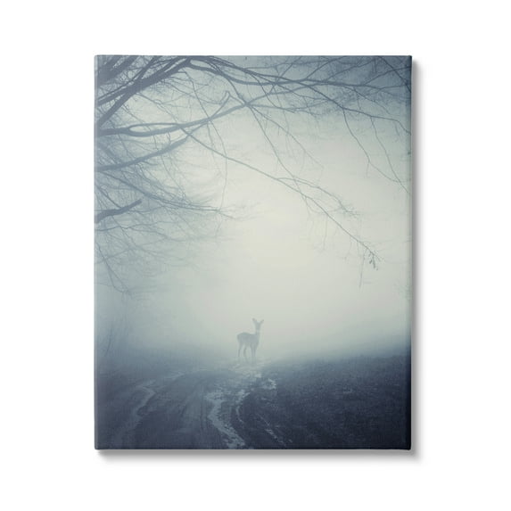 Stupell Industries Serene Monochromatic Deer Standing Foggy Nighttime Scene Photography Gallery-Wrapped Canvas Print Wall Art, 30x40, by Incado