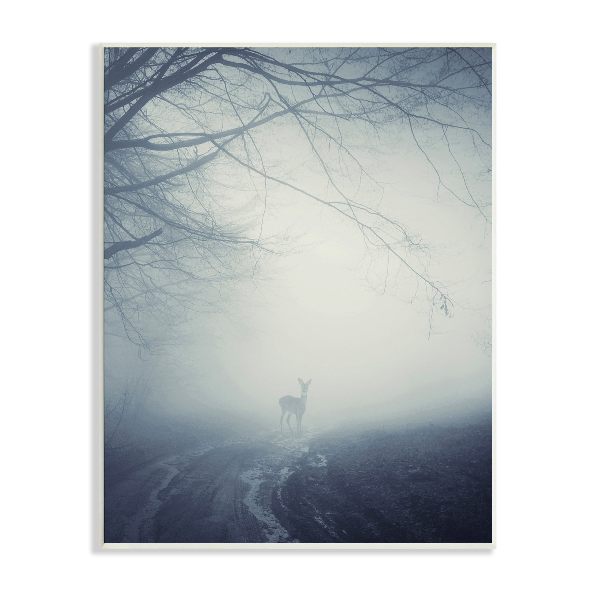 Stupell Industries Serene Monochromatic Deer Standing Foggy Nighttime Scene Photography Unframed Art Print Wall Art, 10x15, by Incado