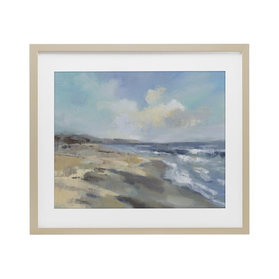 Stupell Industries Contemporary Serene Morning Beach Waves Birch Framed Print Under Glass, 21 x 17, by Silvia Vassileva
