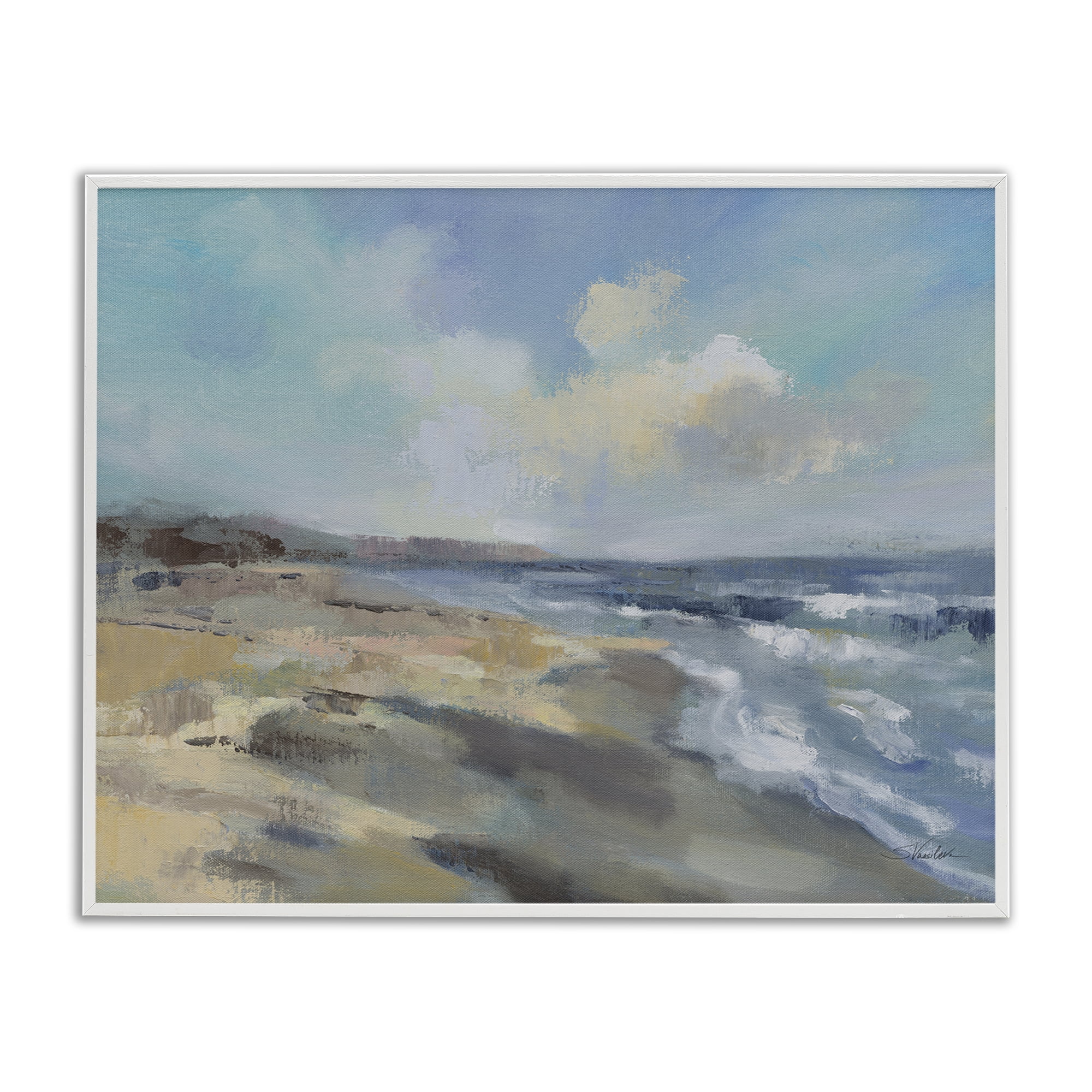 Stupell Industries Serene Morning Beach Waves White Framed Giclee Art, design by Silvia Vassileva