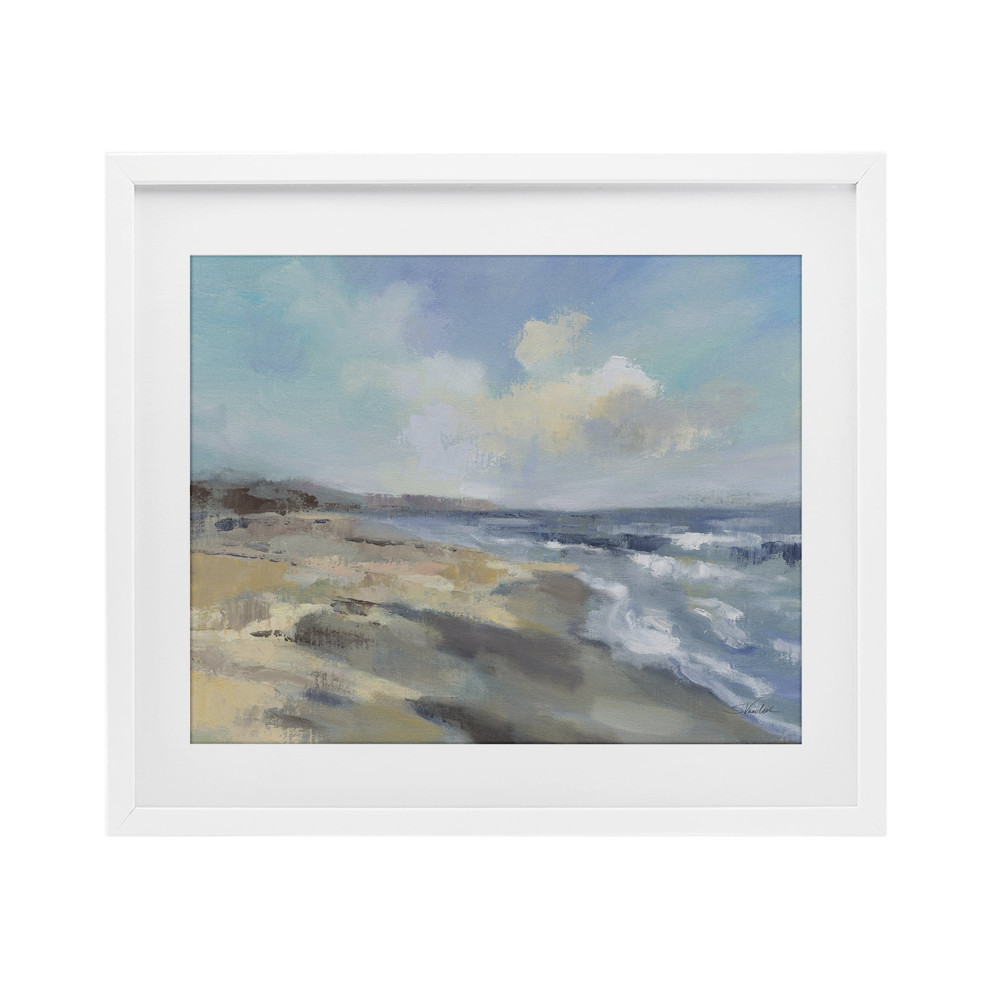 Stupell Industries Serene Morning Beach Waves White Framed Print Under Glass, design by Silvia Vassileva
