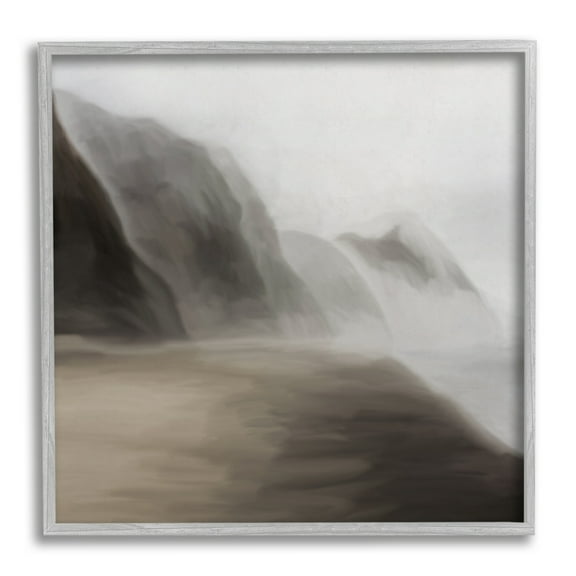 Stupell Industries Serene Mountain Landscape Foggy Abstract Clouds Framed Wall Art, 12 x 12, Design by JJ Design House LLC