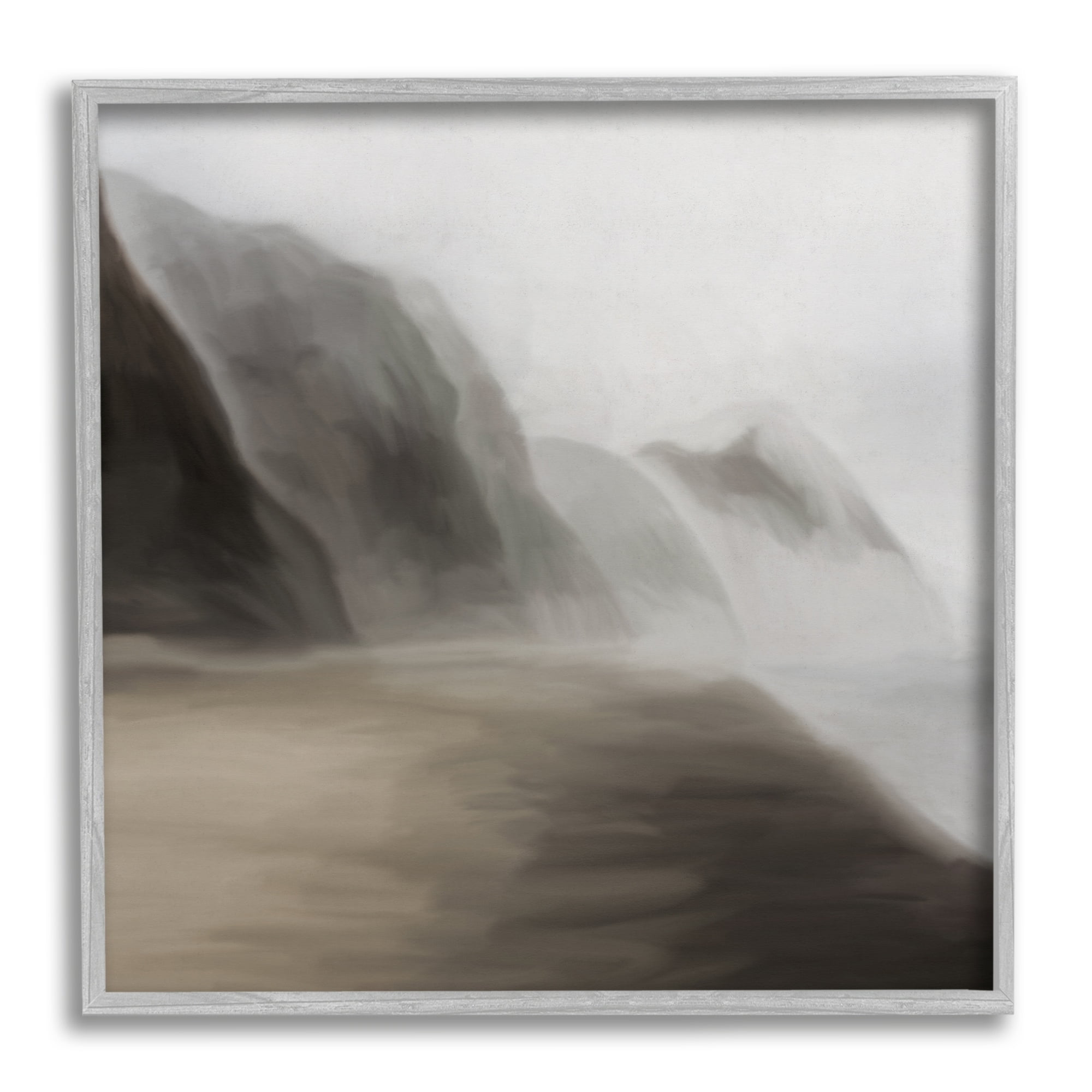 Stupell Industries Serene Mountain Landscape Foggy Abstract Clouds Framed Wall Art, 24 x 24, Design by JJ Design House LLC