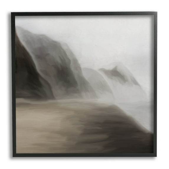 Stupell Industries Serene Mountain Landscape Foggy Abstract Clouds Framed Wall Art, 24 x 24, Design by JJ Design House LLC