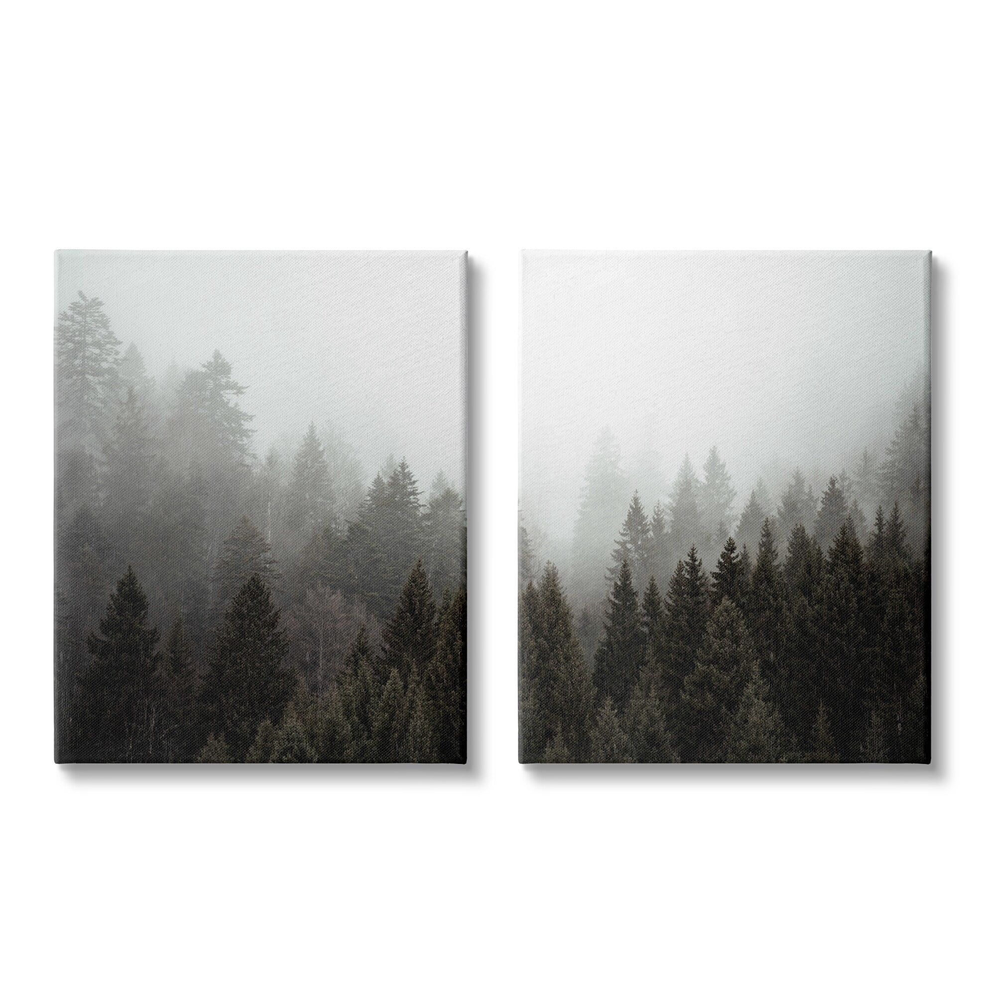 Stupell Industries Serene Mountainous Forest Trees Nature Hazy Sky Canvas Wall Art, 24 x 30, Design by Kim Allen