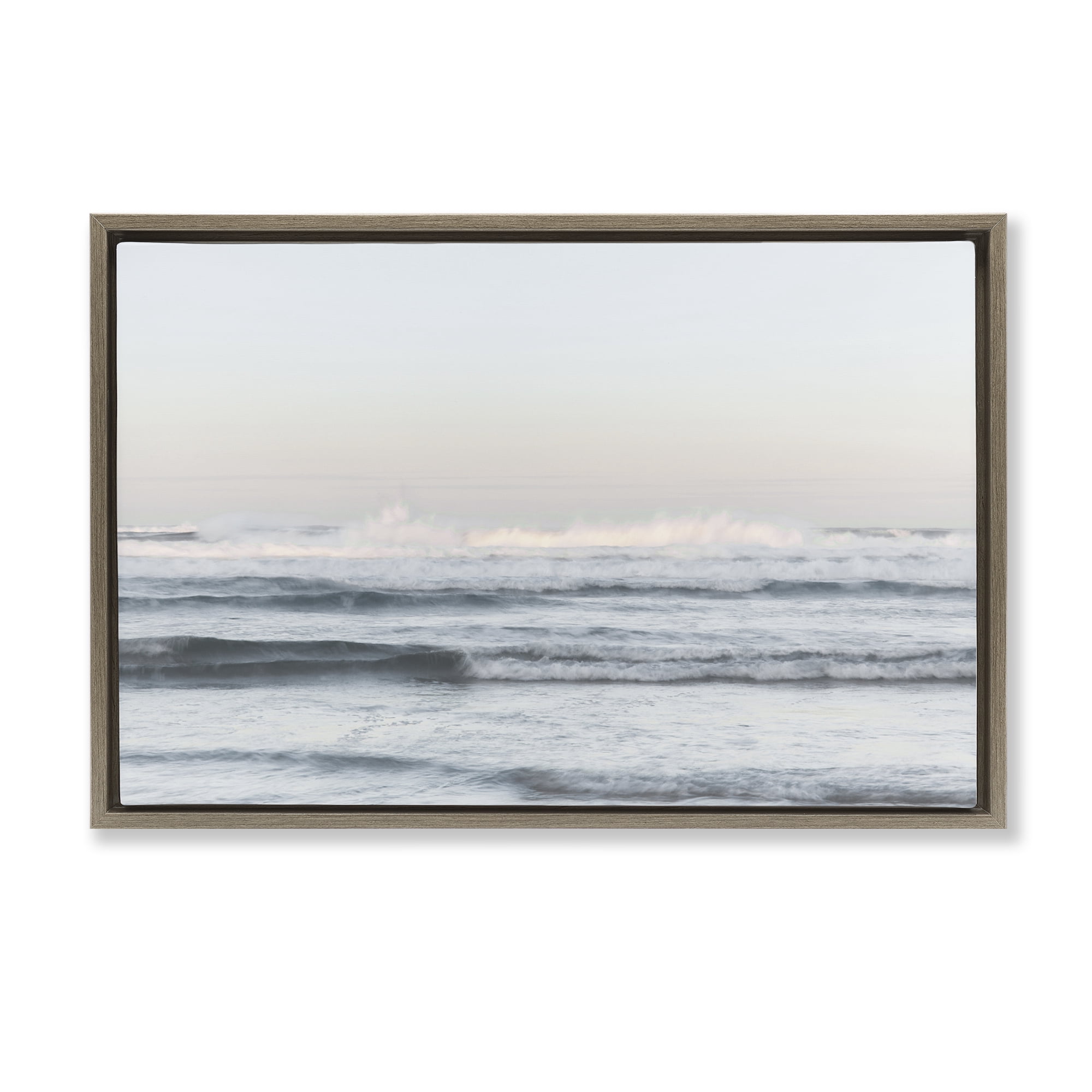 Stupell Industries Serene Ocean Waves Calmness Brown Framed Floater Canvas Wall Art, design by Melissa McClain