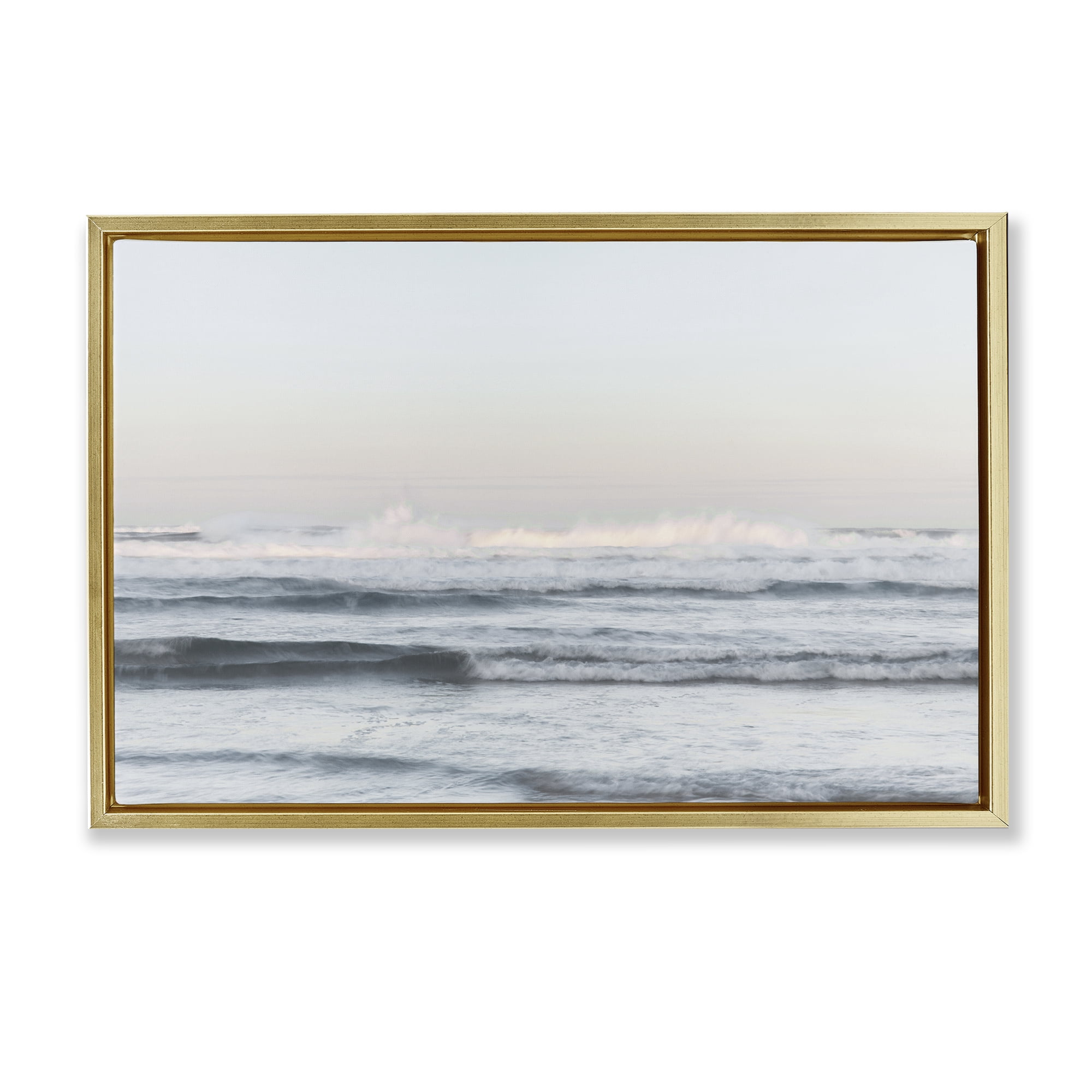 Stupell Industries Serene Ocean Waves Calmness Gold Framed Floater Canvas Wall Art, design by Melissa McClain