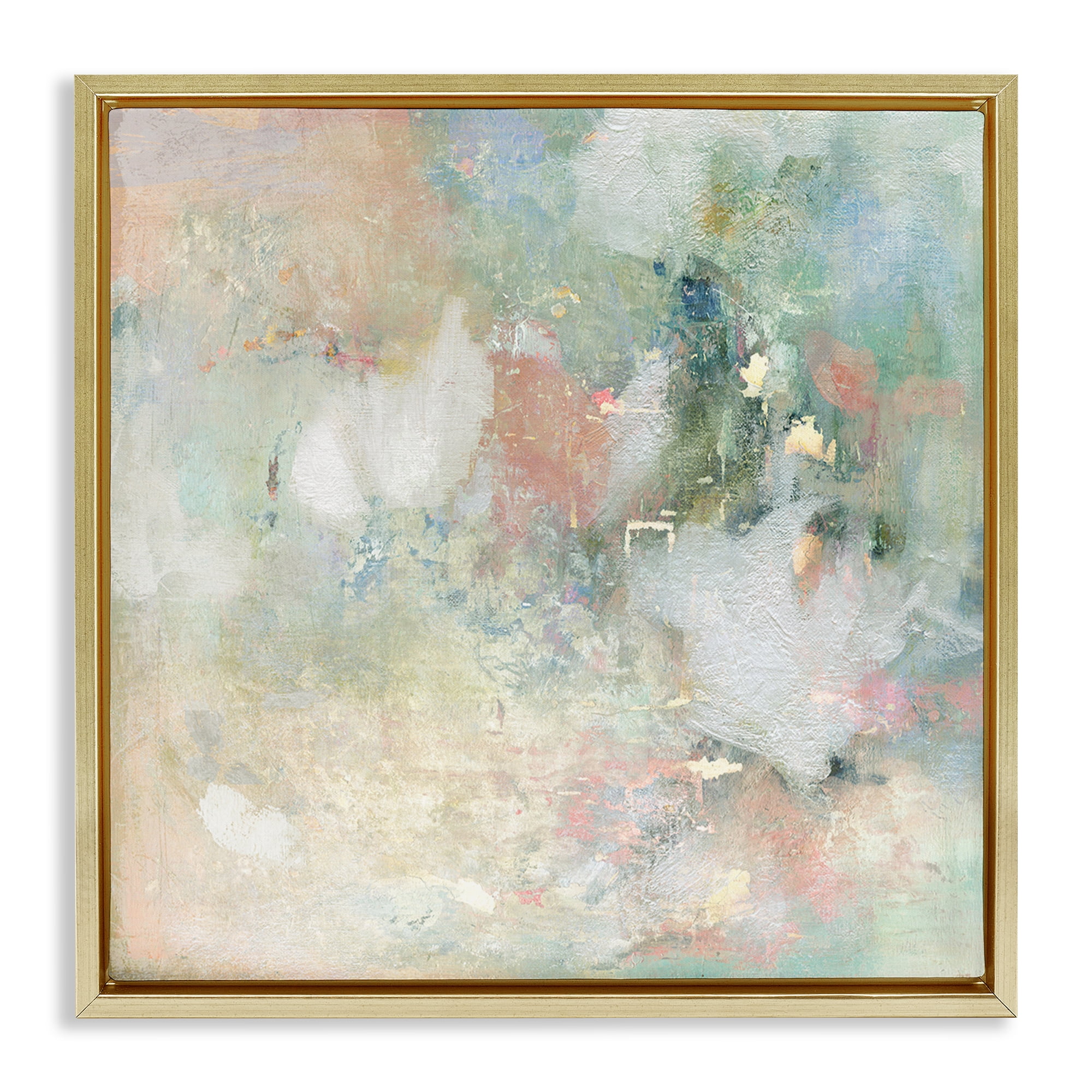 Stupell Industries Serene Pastel Brushstroke Harmony Gold Framed Floater Canvas Wall Art, design by Carol Robinson