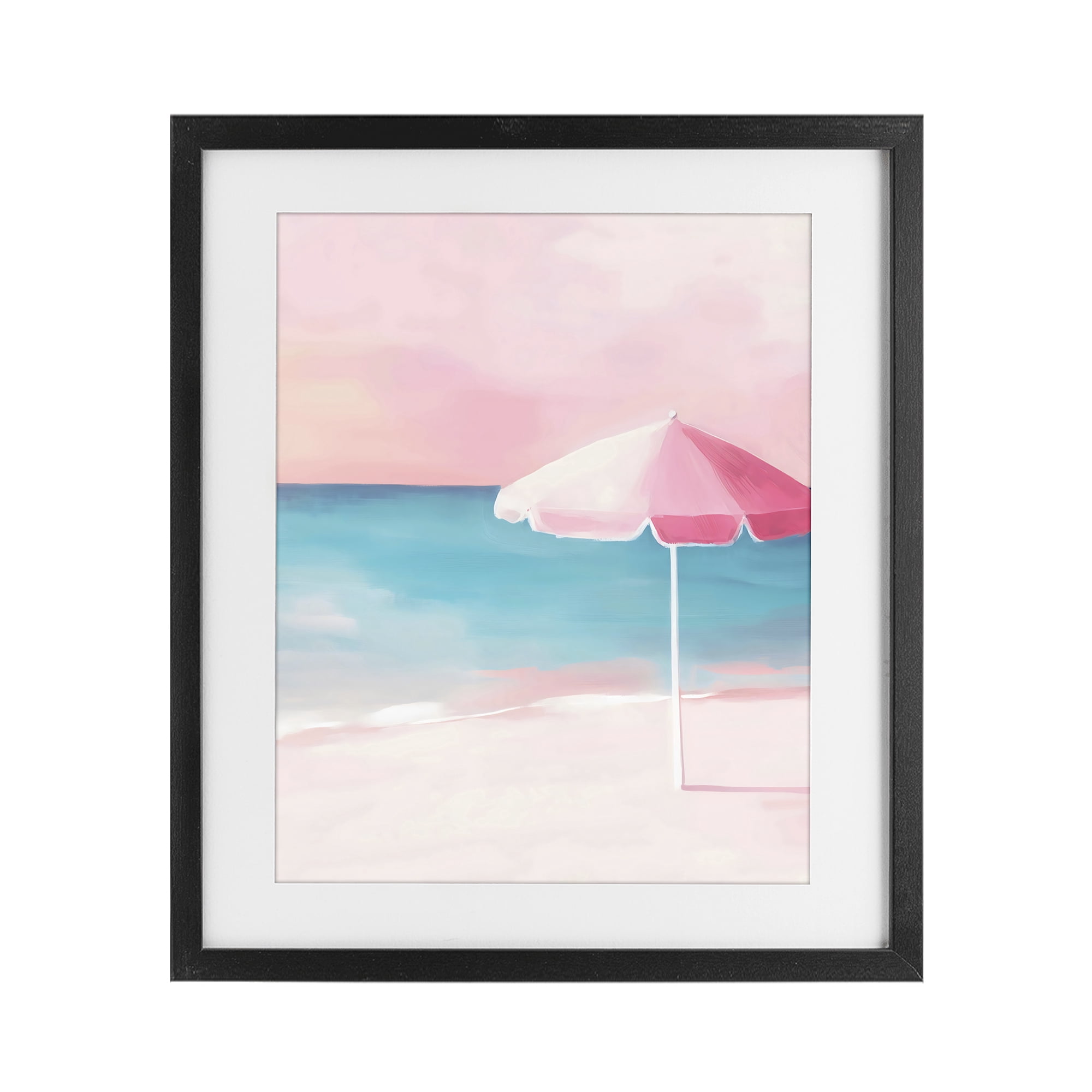 Stupell Industries Serene Pink Beach Umbrella Black Framed Print Under Glass, design by The Prints Vibe