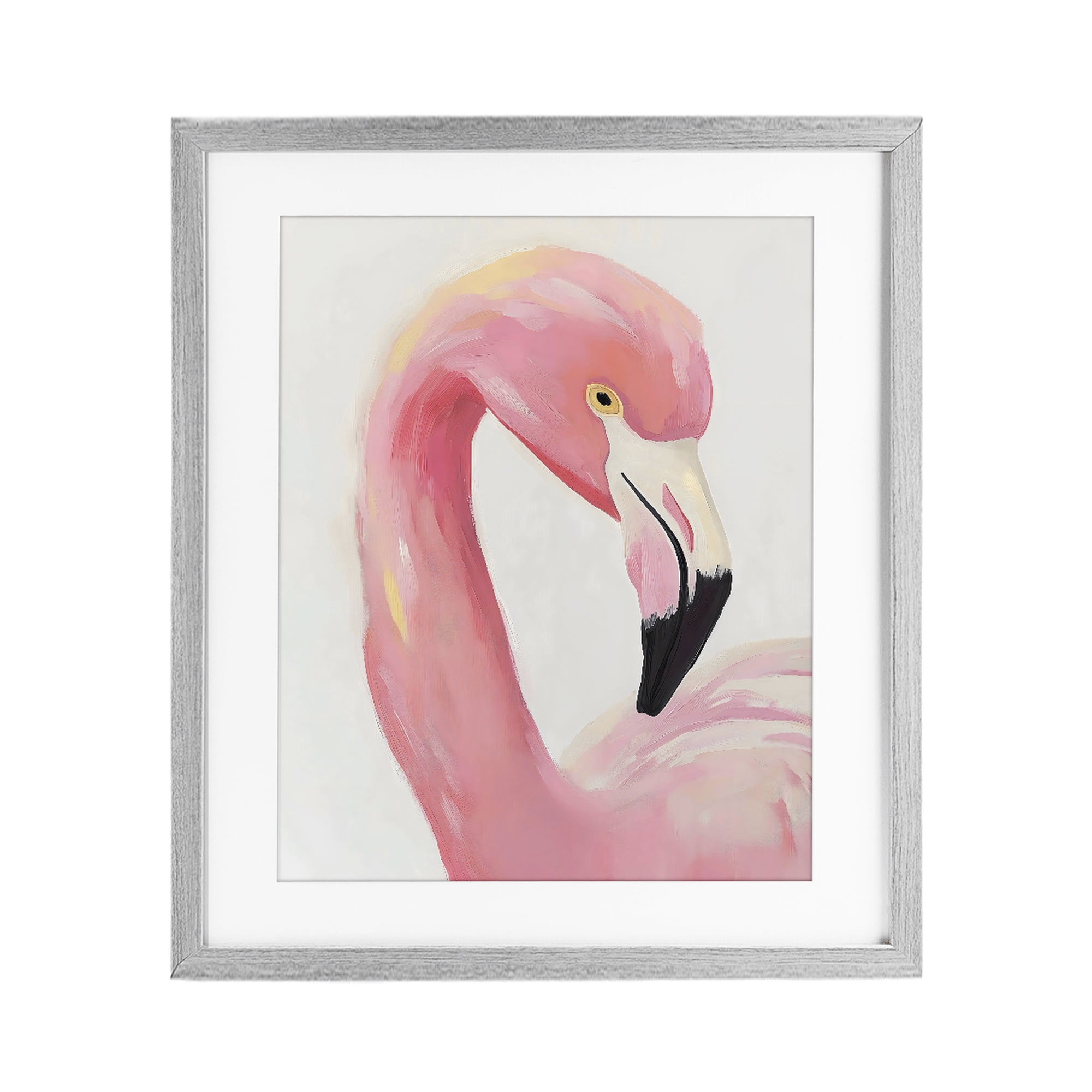 Stupell Industries Serene Pink Flamingo Portrait Gray Framed Print Under Glass, design by The Prints Vibe