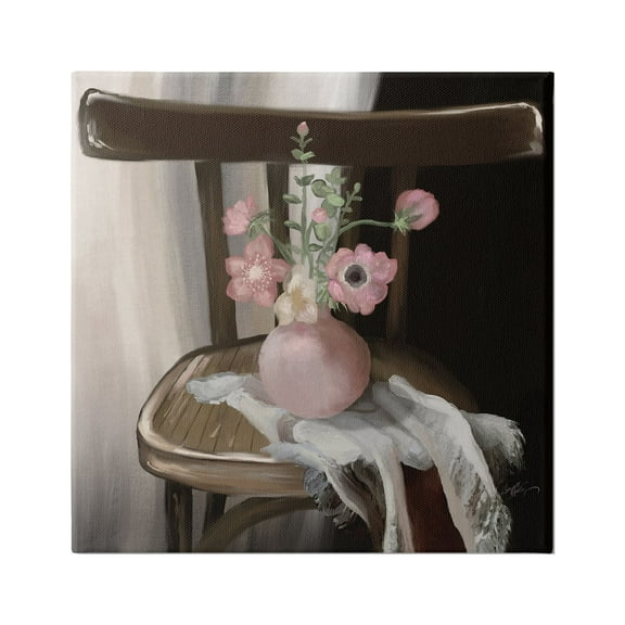 Stupell Industries Serene Pink Flower Vase Arrangement Still Life Painting Gallery Wrapped Canvas Print Wall Art, Design by Elizabeth Medley