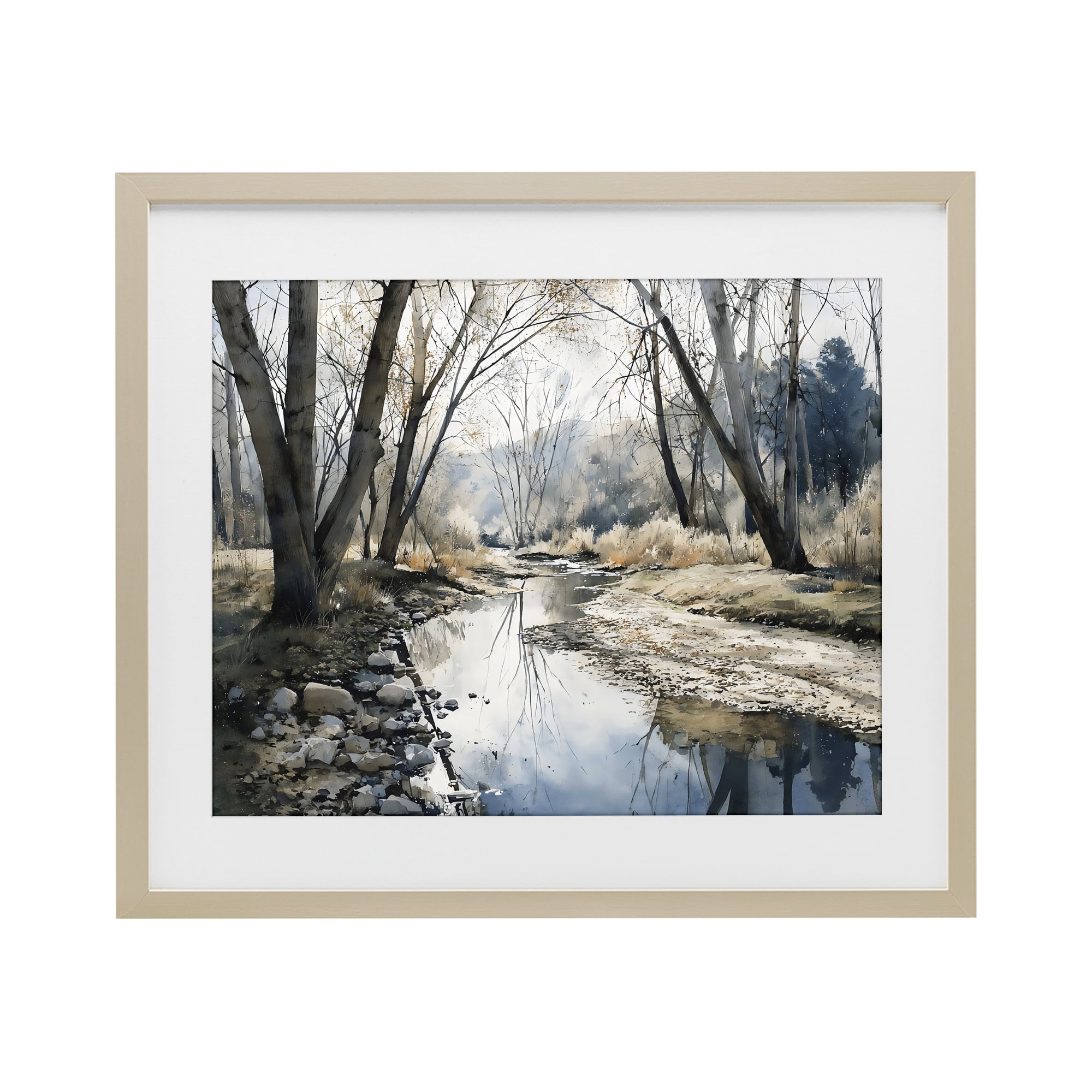 Stupell Industries Serene Reflections at Autumn Creek Birch Framed Print Under Glass, design by Franklyn Gregory