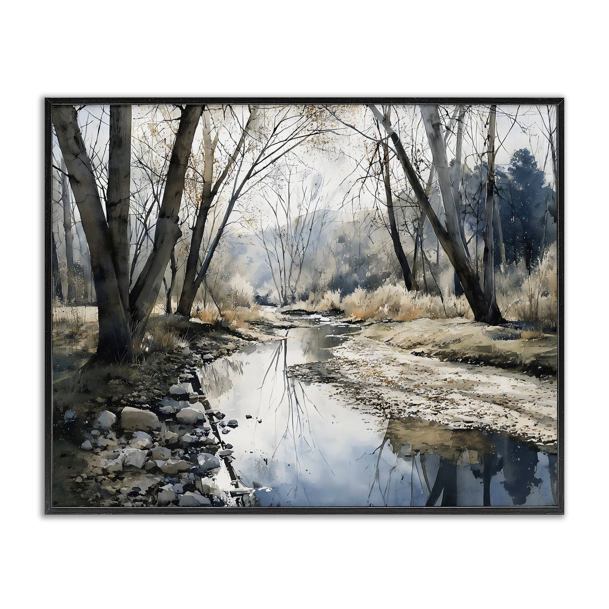 Stupell Industries Serene Reflections at Autumn Creek Black Framed Giclee Art, design by Franklyn Gregory