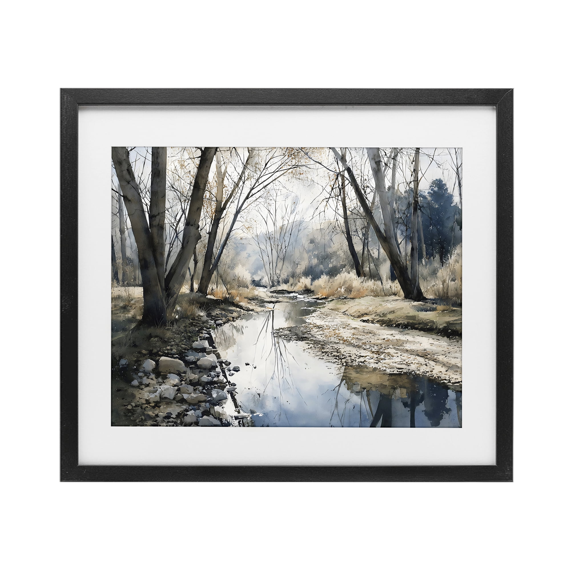 Stupell Industries Serene Reflections at Autumn Creek Black Framed Print Under Glass, design by Franklyn Gregory