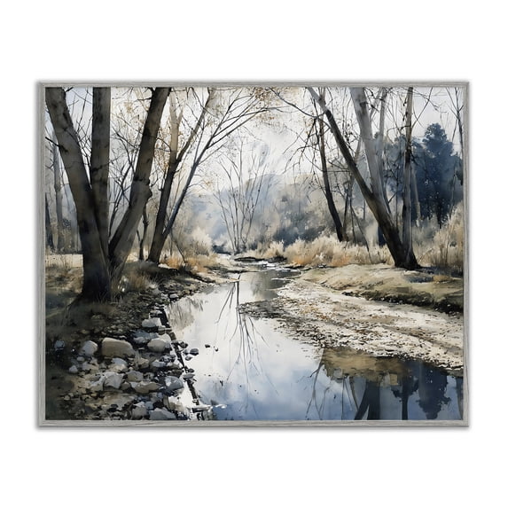 Stupell Industries Coastal Serene Reflections at Autumn Creek Gray Framed Giclee Art, 20 x 16, by Franklyn Gregory