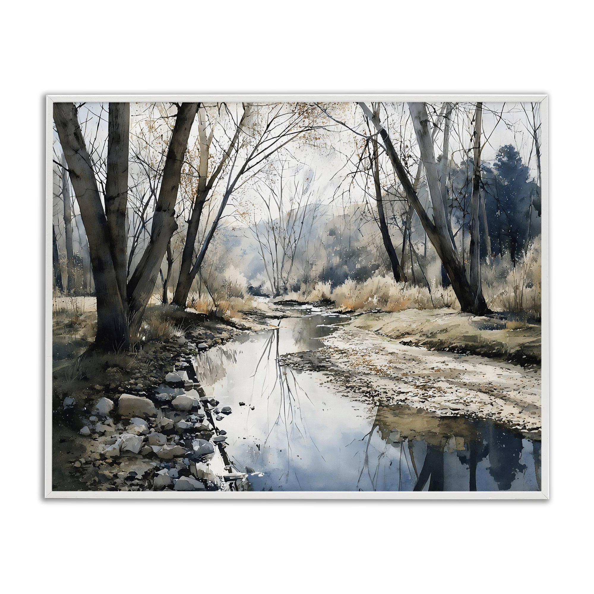 Stupell Industries Serene Reflections at Autumn Creek White Framed Giclee Art, design by Franklyn Gregory
