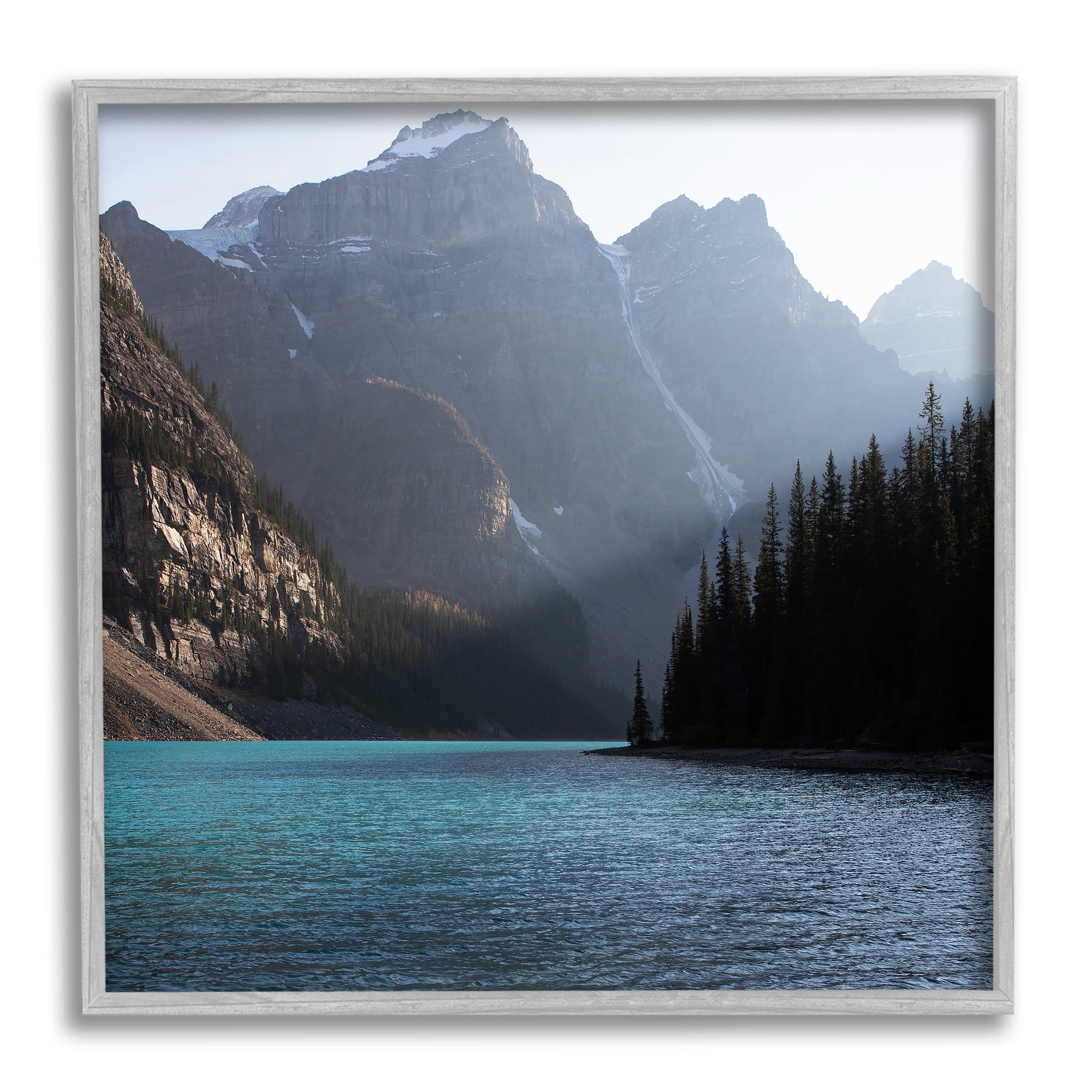Stupell Industries Serene River Water Scene Foggy Mountains , 12 x 12, Design by Carol Robinson