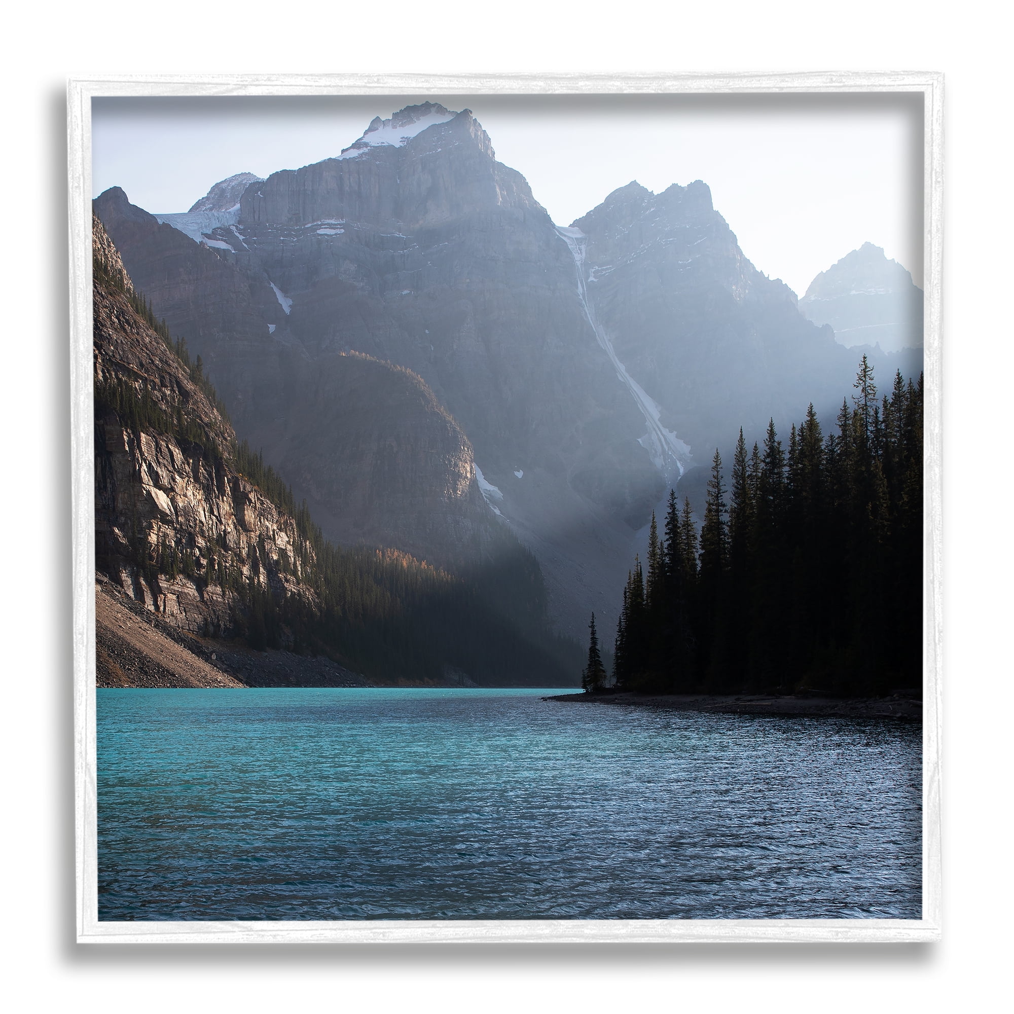 Stupell Industries Serene River Water Scene Foggy Mountains , 17 x 17, Design by Carol Robinson