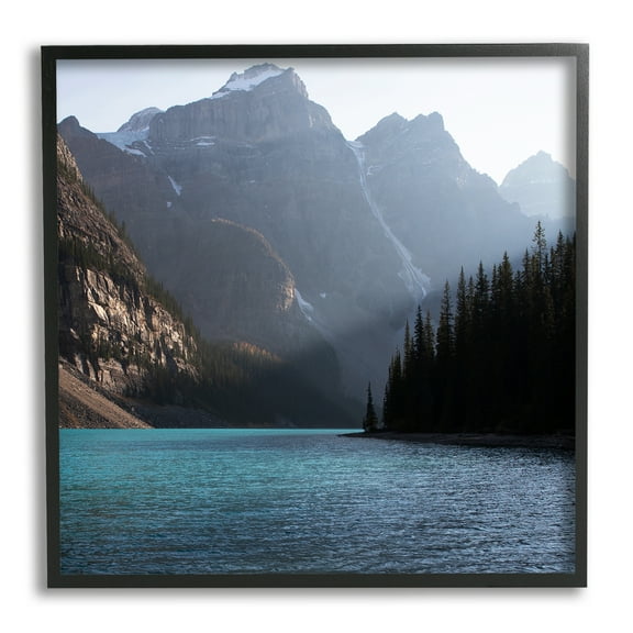 Stupell Industries Serene River Water Scene Foggy Mountains Photography Black Framed Art Print Wall Art, 24x24, by Carol Robinson
