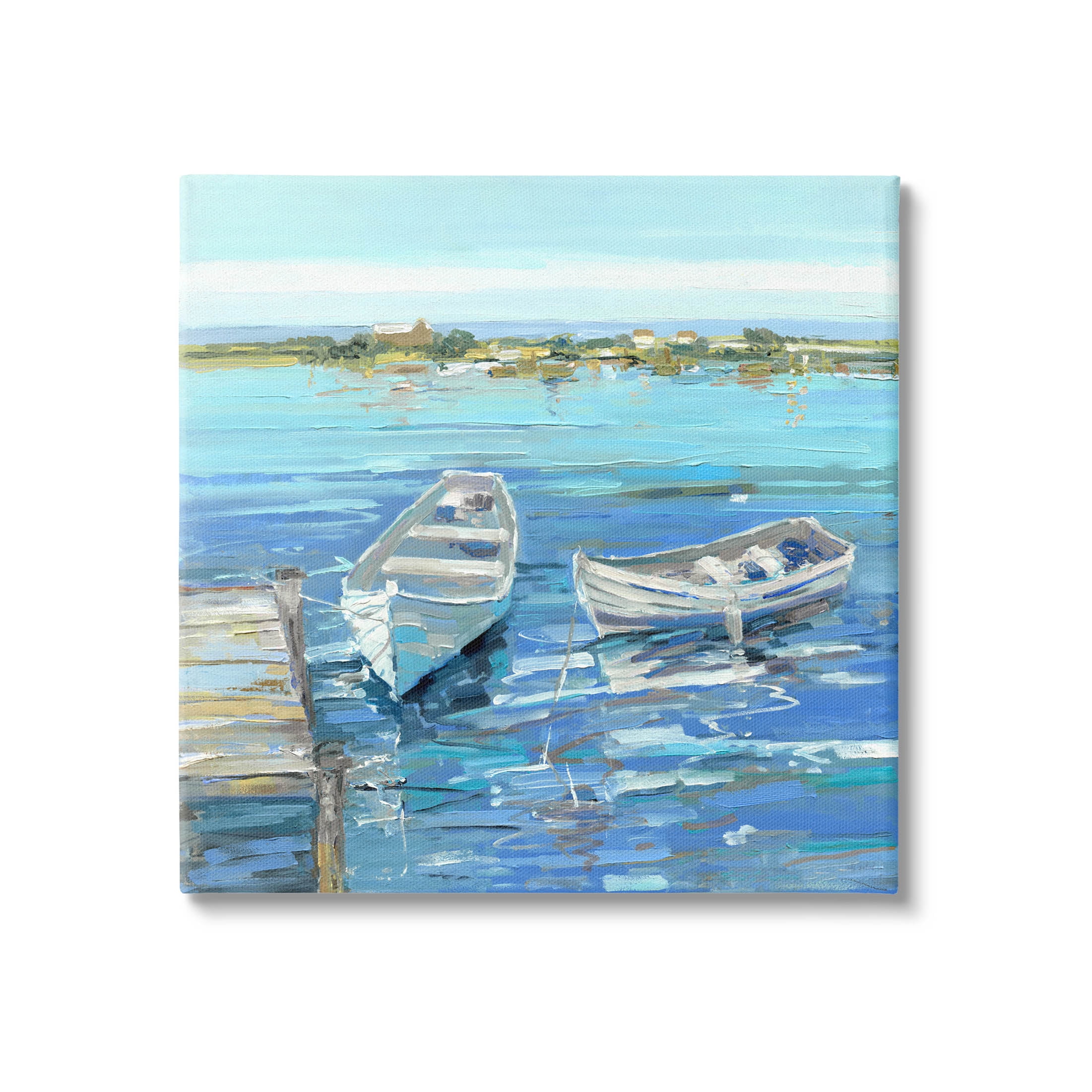 Serene Blue and White Rowboats on Canvas Wall Art