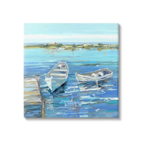 Stupell Industries Serene Rowboats Ocean Dock Painting Gallery Wrapped Canvas Print Wall Art, Design by Sally Swatland