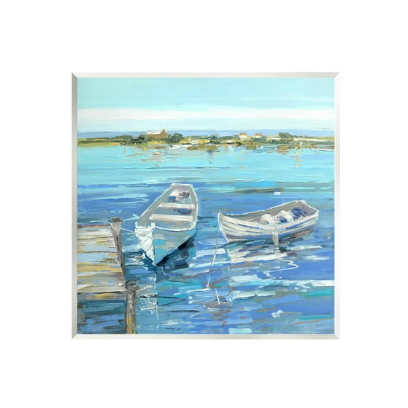 Stupell Industries Serene Rowboats Ocean Dock Painting Unframed Art Print Wall Art, Design by Sally Swatland