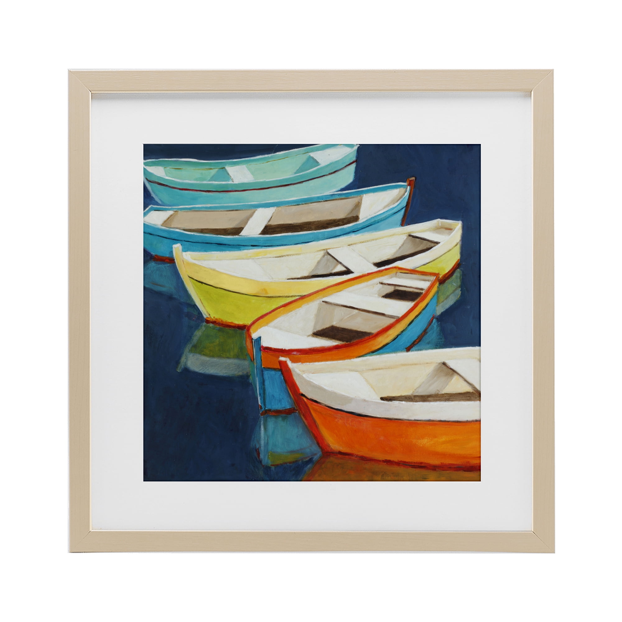 Stupell Industries Serene Rowboats in Summer Birch Framed Print Under Glass, design by Lorenzo Collective