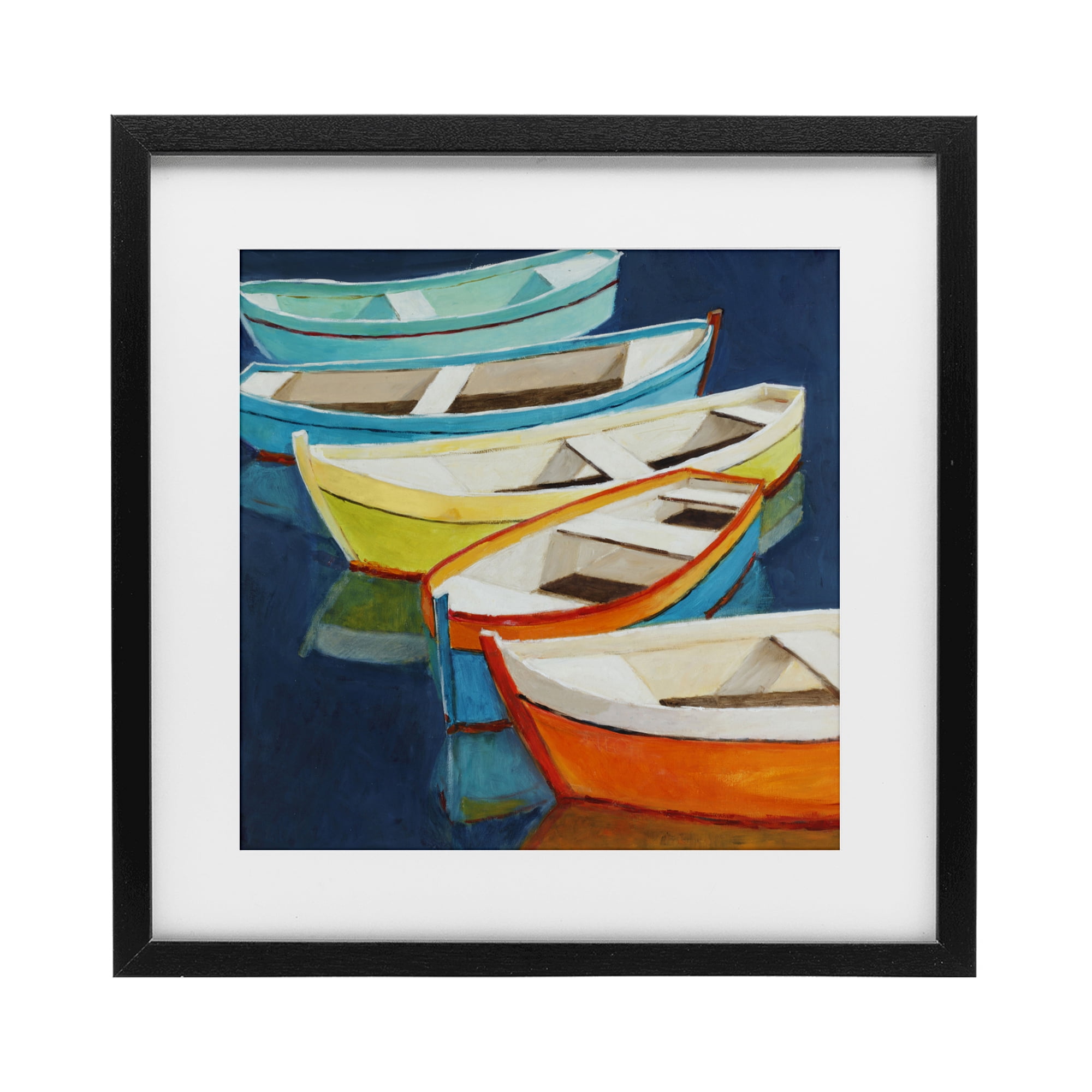 Stupell Industries Serene Rowboats in Summer Black Framed Print Under Glass, design by Lorenzo Collective
