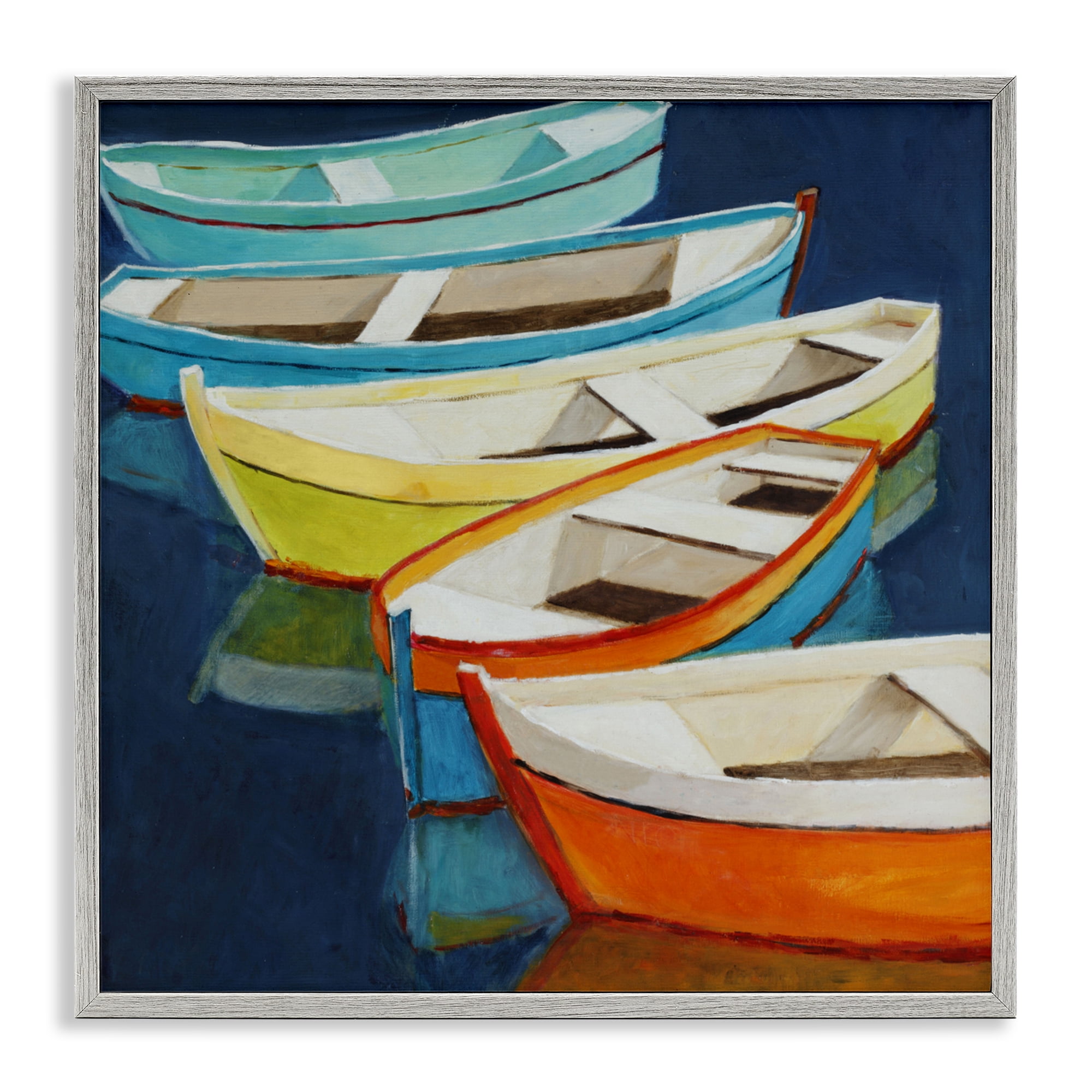 Stupell Industries Serene Rowboats in Summer Gray Framed Giclee Art, design by Lorenzo Collective