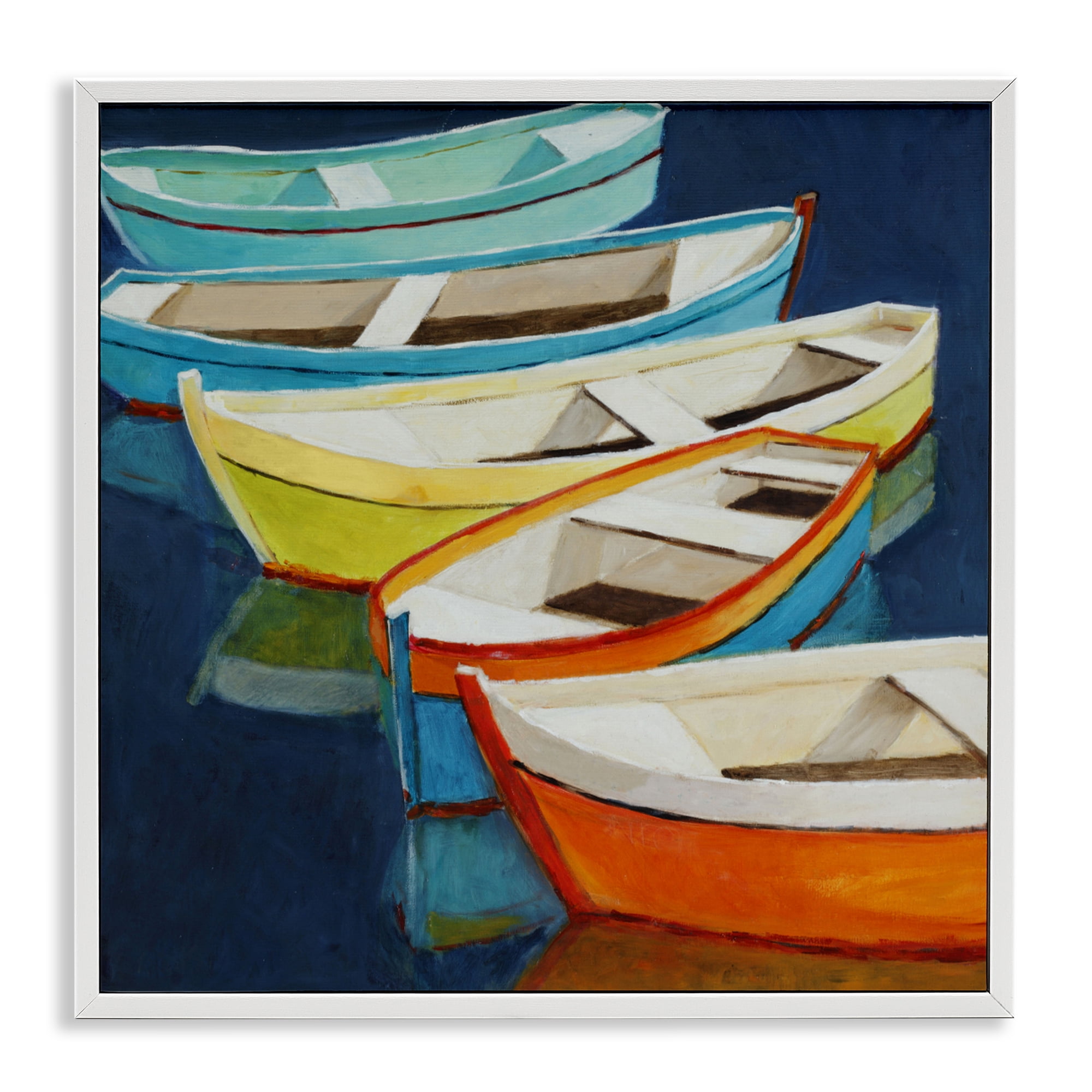 Stupell Industries Serene Rowboats in Summer White Framed Giclee Art, design by Lorenzo Collective