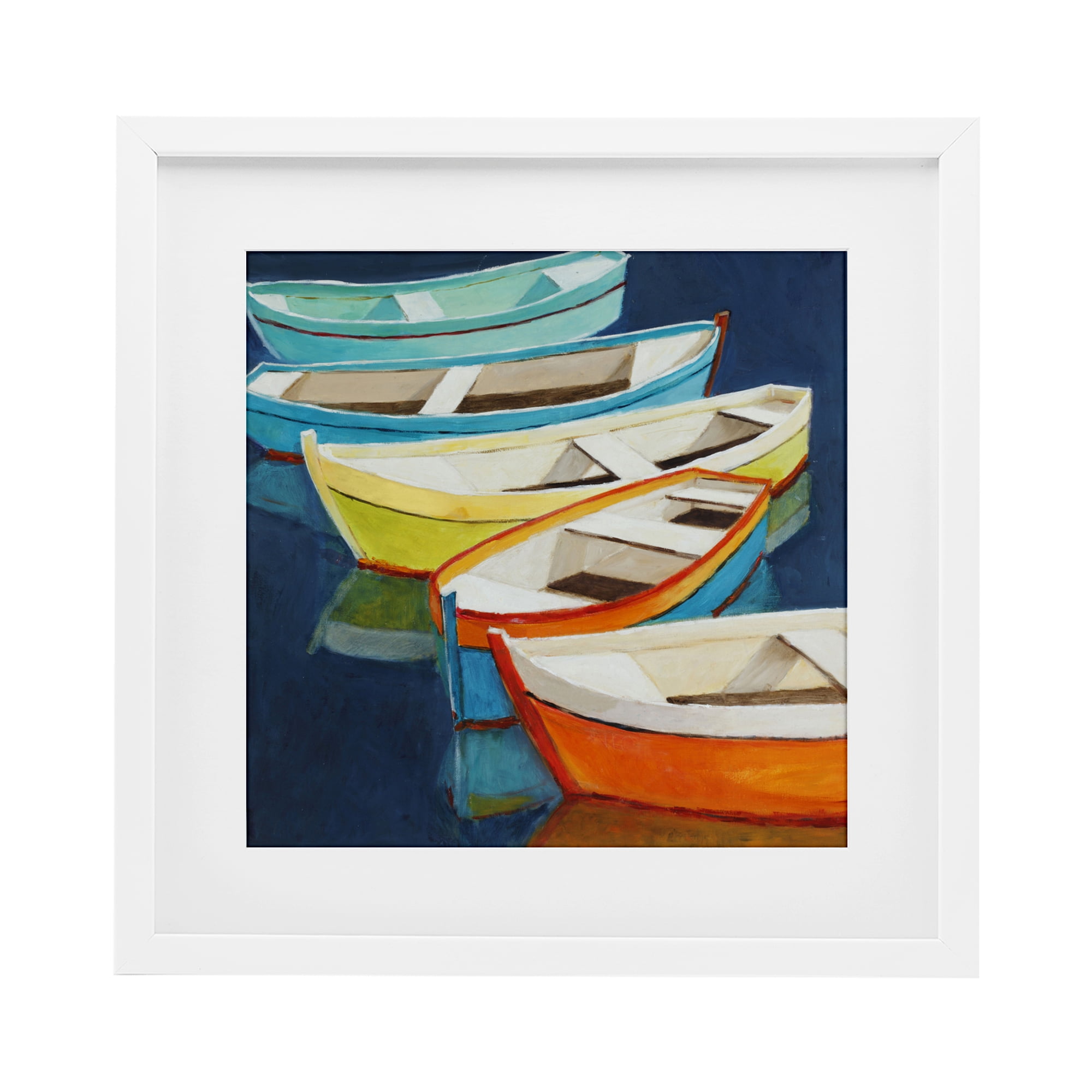 Stupell Industries Serene Rowboats in Summer White Framed Print Under Glass, design by Lorenzo Collective